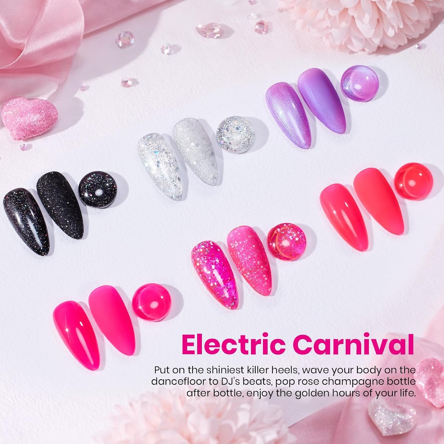 image:imageBeetles Cat Eye Gel Nail Polish Set Gilded Street 6 Colors Fall Gel Polish Glitter Gel Nail Kit Brown Red Gold Green 3D Shimmer Effect Soak Off UV DIY Salon Nail Art Fall Manicure Gift for WomenD Mixed Finishes Electric Carnival