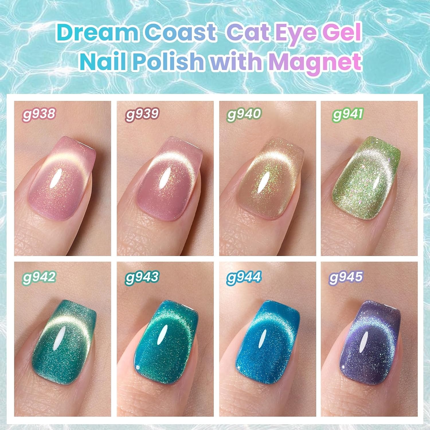 image:imageBeetles Cat Eye Gel Nail Polish Set Gilded Street 6 Colors Fall Gel Polish Glitter Gel Nail Kit Brown Red Gold Green 3D Shimmer Effect Soak Off UV DIY Salon Nail Art Fall Manicure Gift for WomenDream Coast