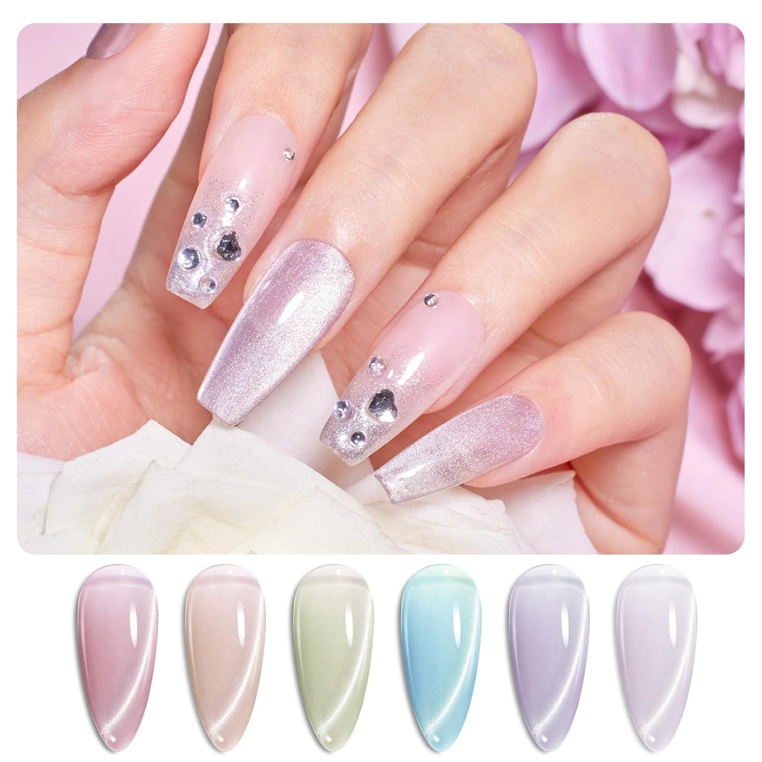 image:imageBeetles Cat Eye Gel Nail Polish Set Gilded Street 6 Colors Fall Gel Polish Glitter Gel Nail Kit Brown Red Gold Green 3D Shimmer Effect Soak Off UV DIY Salon Nail Art Fall Manicure Gift for Women00Light Lucite