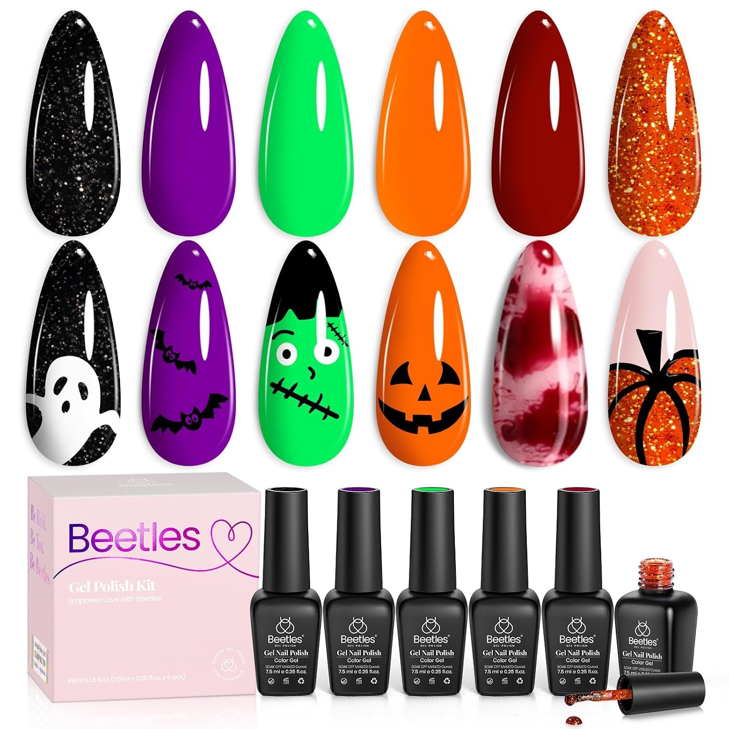 image:imageBeetles Cat Eye Gel Nail Polish Set Gilded Street 6 Colors Fall Gel Polish Glitter Gel Nail Kit Brown Red Gold Green 3D Shimmer Effect Soak Off UV DIY Salon Nail Art Fall Manicure Gift for WomenB Mixed Finishes Hocus Pocus