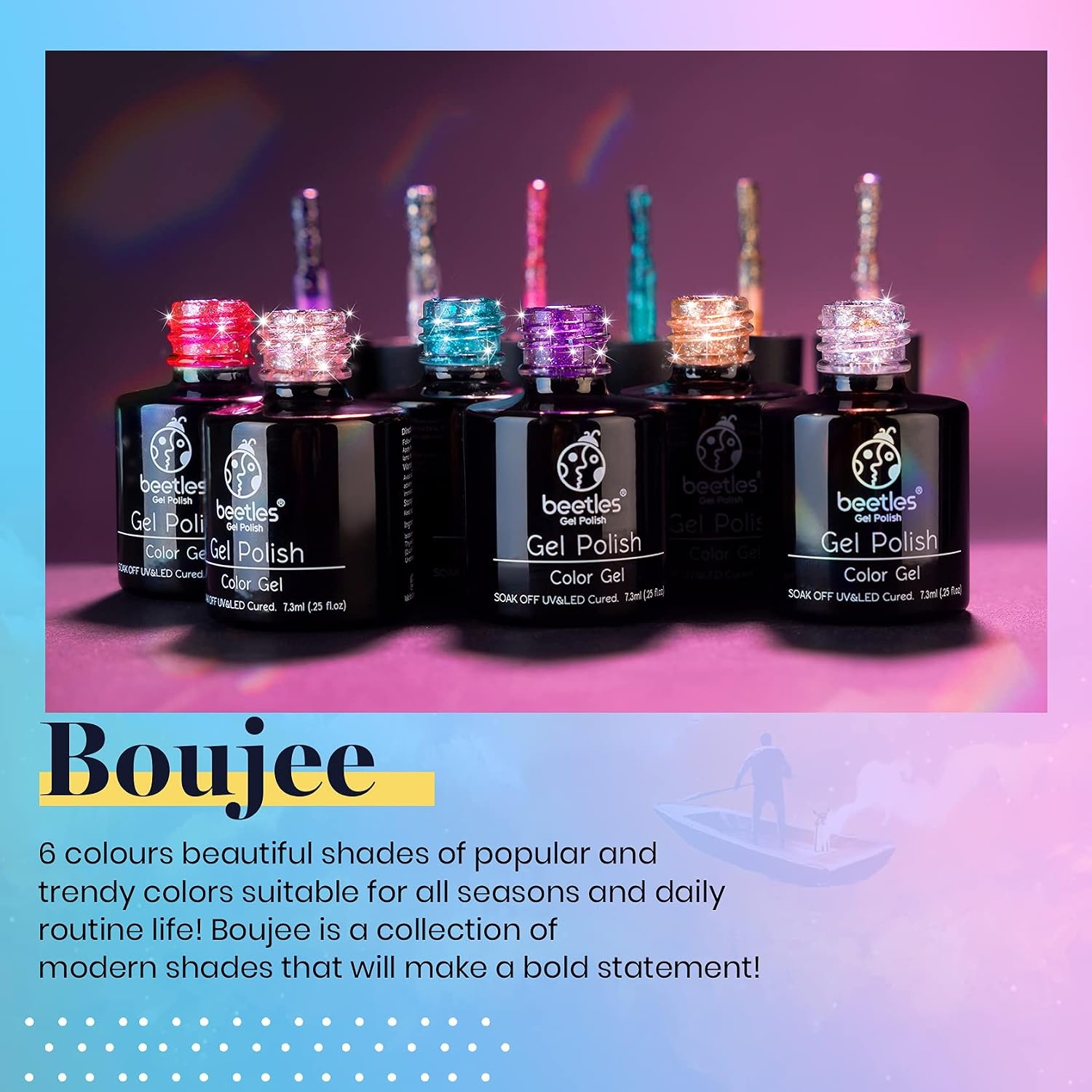 image:imageBeetles Fall Cat Eye Gel Nail Polish Set Gilded Leaves 6 Colors Amber Brown Gold Nude Magnetic Glitter Gel Polish Soak Off UV Nail Gel for DIY Manicure Nail Art Salon Use Gift for WomenMulticolored Glitter