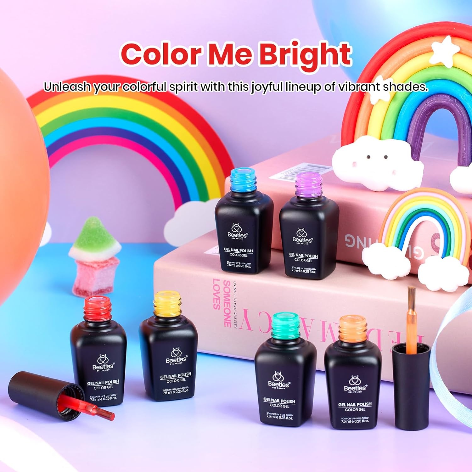 image:imageBeetles Fall Cat Eye Gel Nail Polish Set Gilded Leaves 6 Colors Amber Brown Gold Nude Magnetic Glitter Gel Polish Soak Off UV Nail Gel for DIY Manicure Nail Art Salon Use Gift for Women0Rainbow Flag