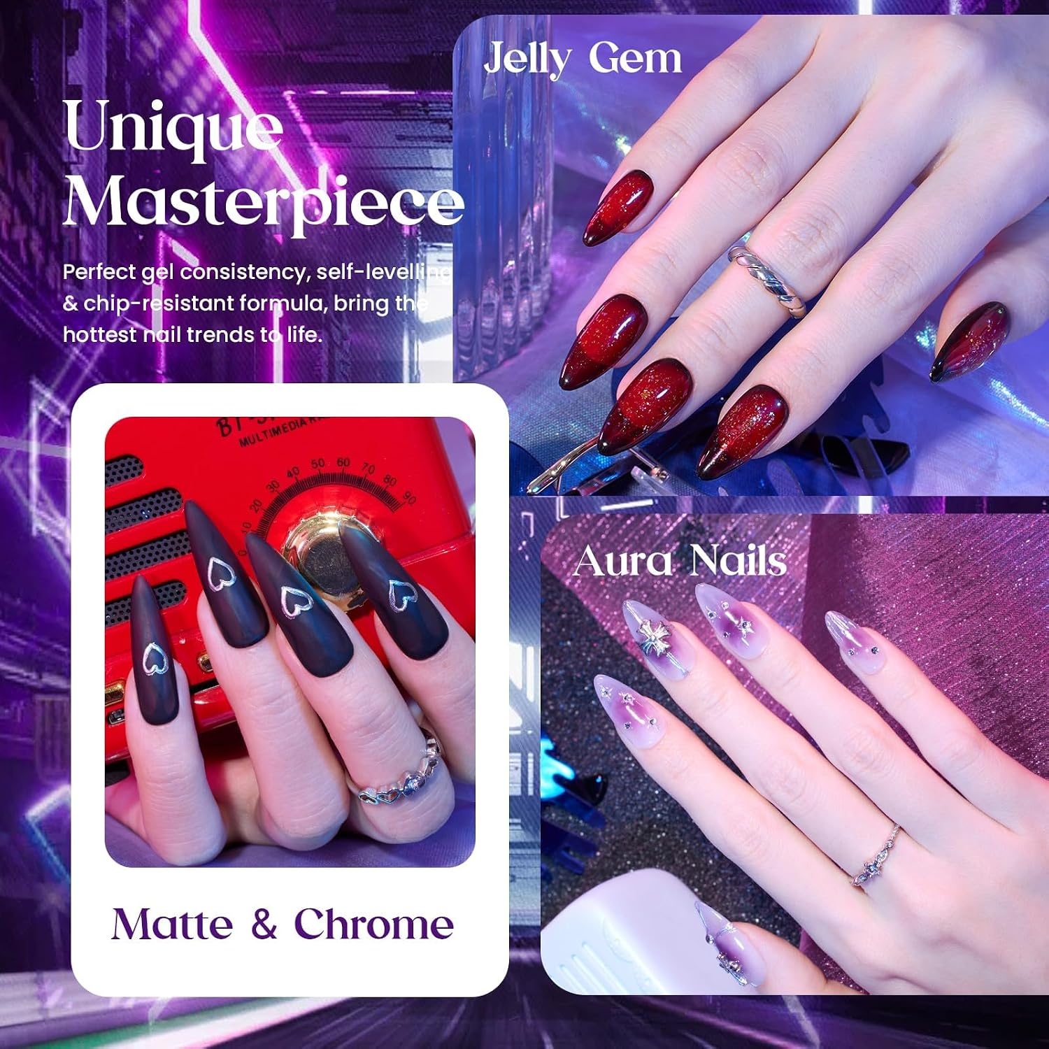 image:imageBeetles Fall Cat Eye Gel Nail Polish Set Gilded Leaves 6 Colors Amber Brown Gold Nude Magnetic Glitter Gel Polish Soak Off UV Nail Gel for DIY Manicure Nail Art Salon Use Gift for Women00Jelly Magic
