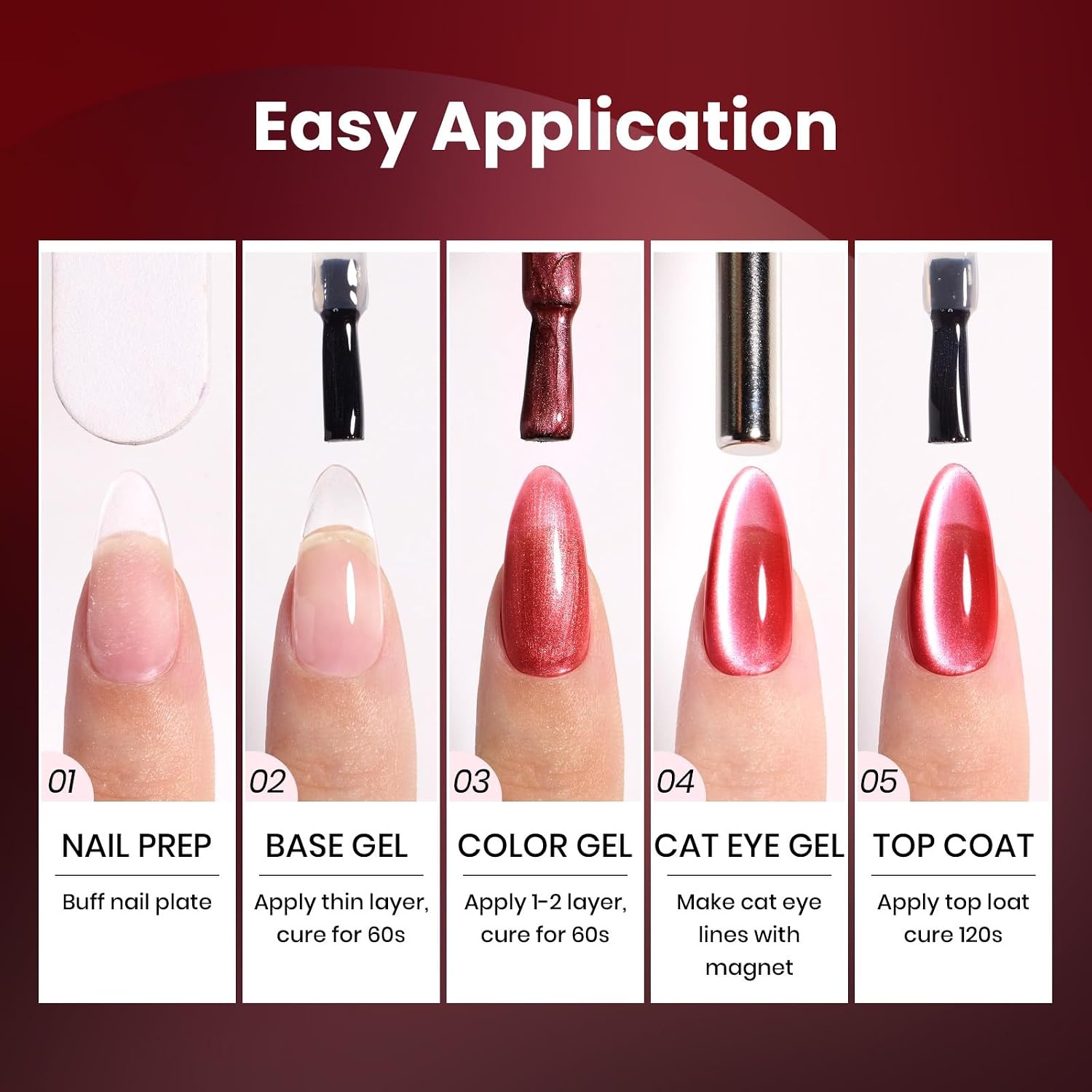 image:imageBeetles Fall Cat Eye Gel Nail Polish Set Gilded Leaves 6 Colors Amber Brown Gold Nude Magnetic Glitter Gel Polish Soak Off UV Nail Gel for DIY Manicure Nail Art Salon Use Gift for Women000Sultry Burgundy