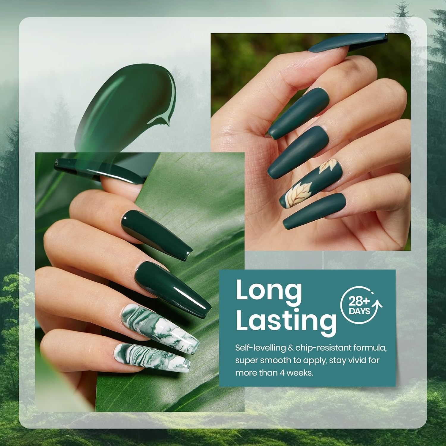 image:imageBeetles Fall Cat Eye Gel Nail Polish Set Gilded Leaves 6 Colors Amber Brown Gold Nude Magnetic Glitter Gel Polish Soak Off UV Nail Gel for DIY Manicure Nail Art Salon Use Gift for Women006 Colors Boundless Forest