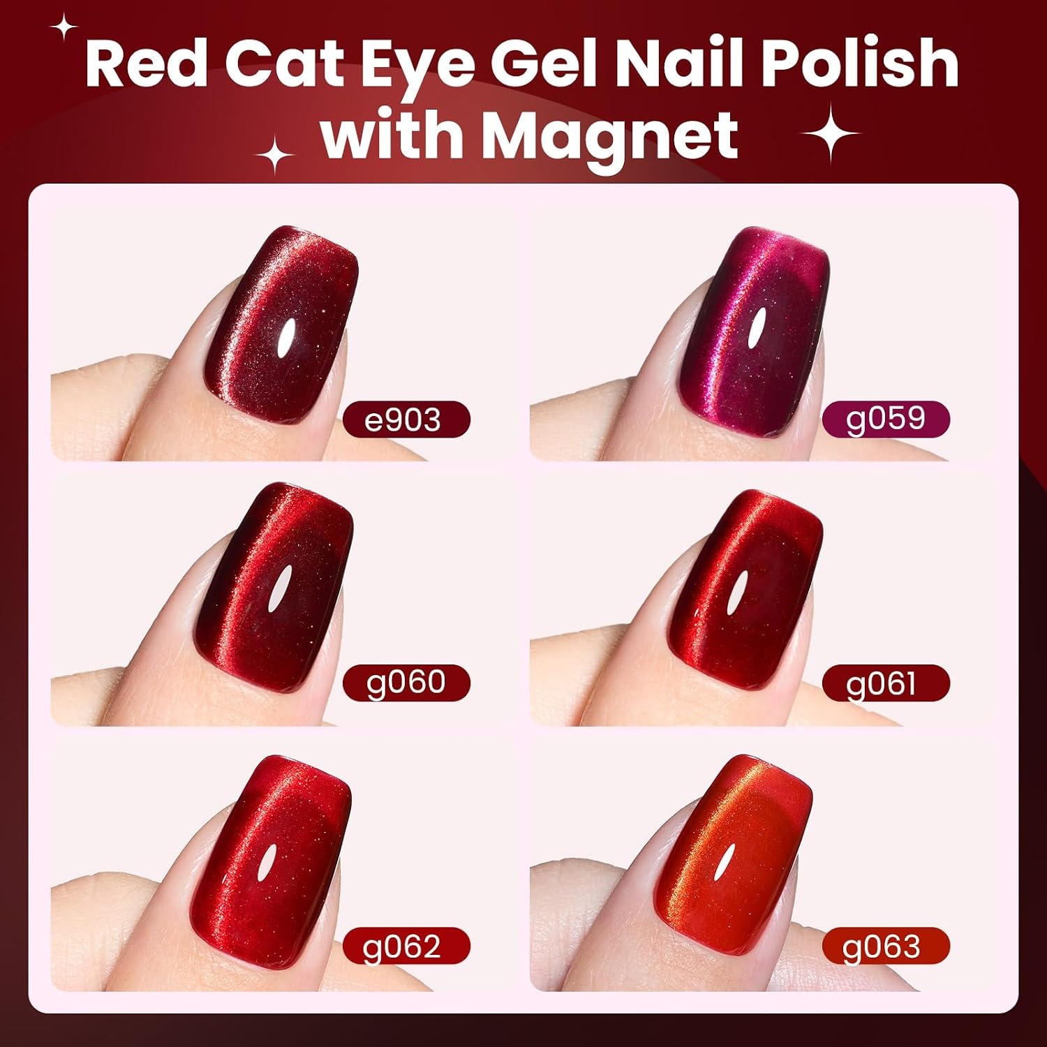 image:imageBeetles Fall Cat Eye Gel Nail Polish Set Gilded Leaves 6 Colors Amber Brown Gold Nude Magnetic Glitter Gel Polish Soak Off UV Nail Gel for DIY Manicure Nail Art Salon Use Gift for Women000Sultry Burgundy