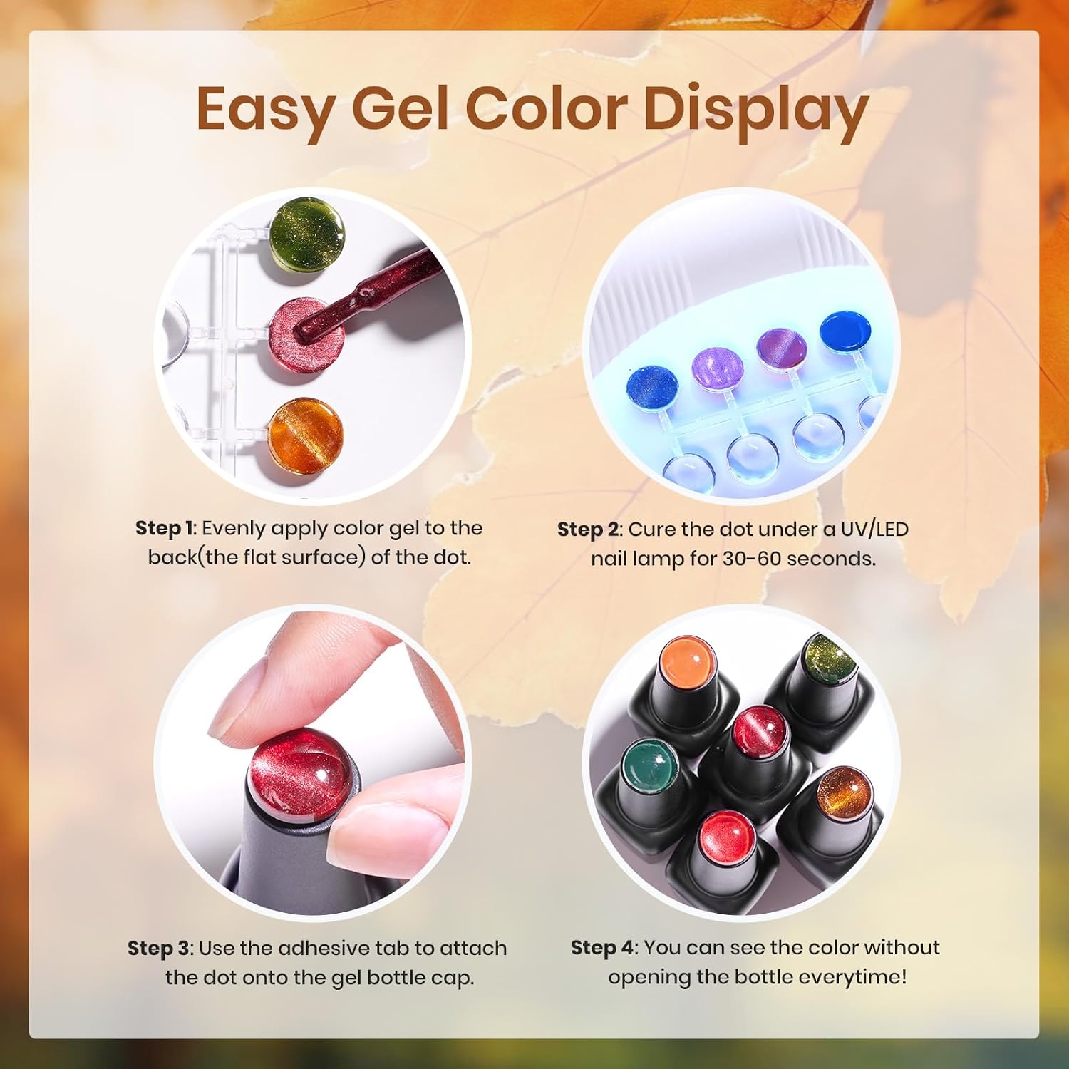 image:imageBeetles Fall Cat Eye Gel Nail Polish Set Gilded Leaves 6 Colors Amber Brown Gold Nude Magnetic Glitter Gel Polish Soak Off UV Nail Gel for DIY Manicure Nail Art Salon Use Gift for Women00Autumn Oasis