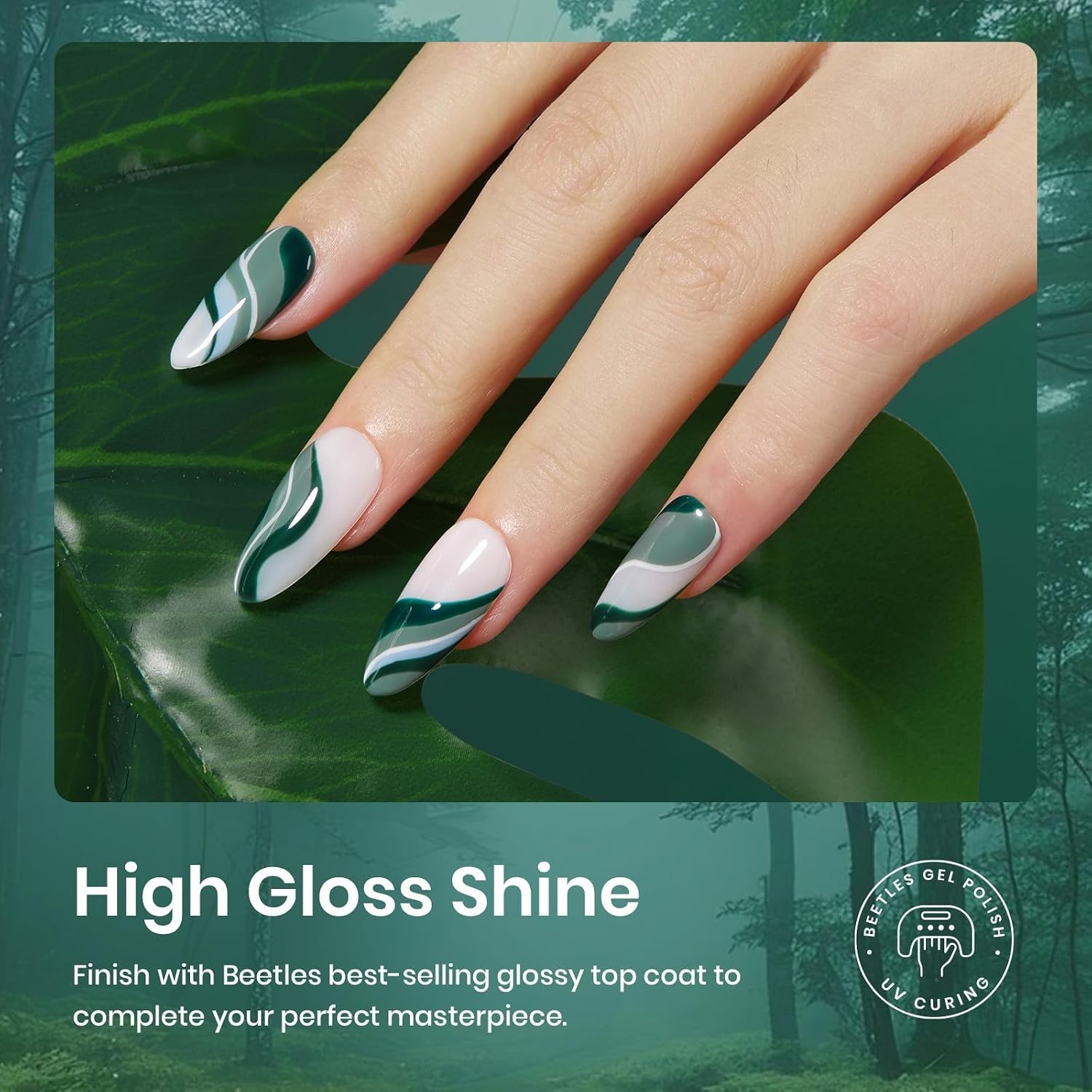 image:imageBeetles Fall Cat Eye Gel Nail Polish Set Gilded Leaves 6 Colors Amber Brown Gold Nude Magnetic Glitter Gel Polish Soak Off UV Nail Gel for DIY Manicure Nail Art Salon Use Gift for Women006 Colors Boundless Forest