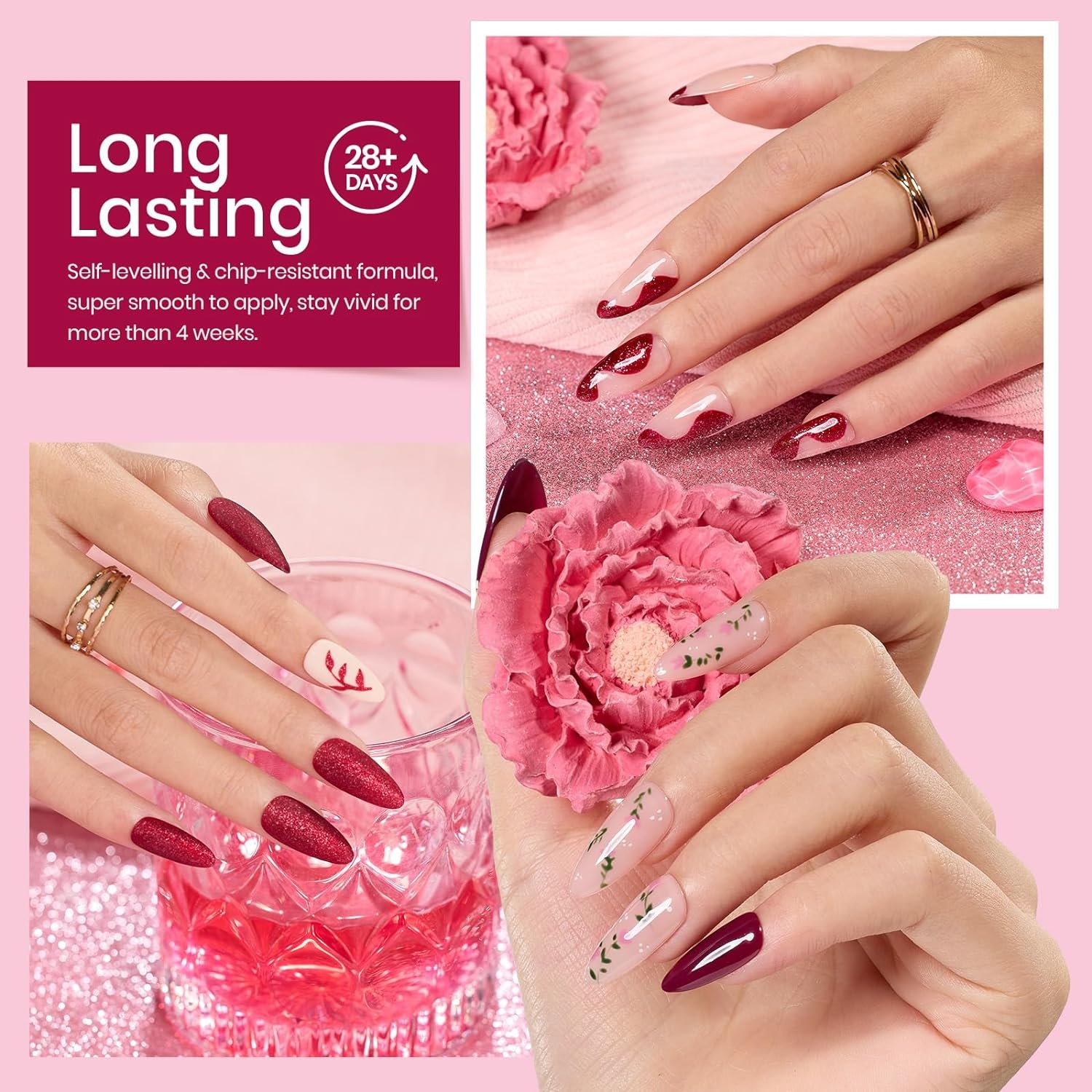 image:imageBeetles Fall Cat Eye Gel Nail Polish Set Gilded Leaves 6 Colors Amber Brown Gold Nude Magnetic Glitter Gel Polish Soak Off UV Nail Gel for DIY Manicure Nail Art Salon Use Gift for Women0006 Colors Berry Merlot