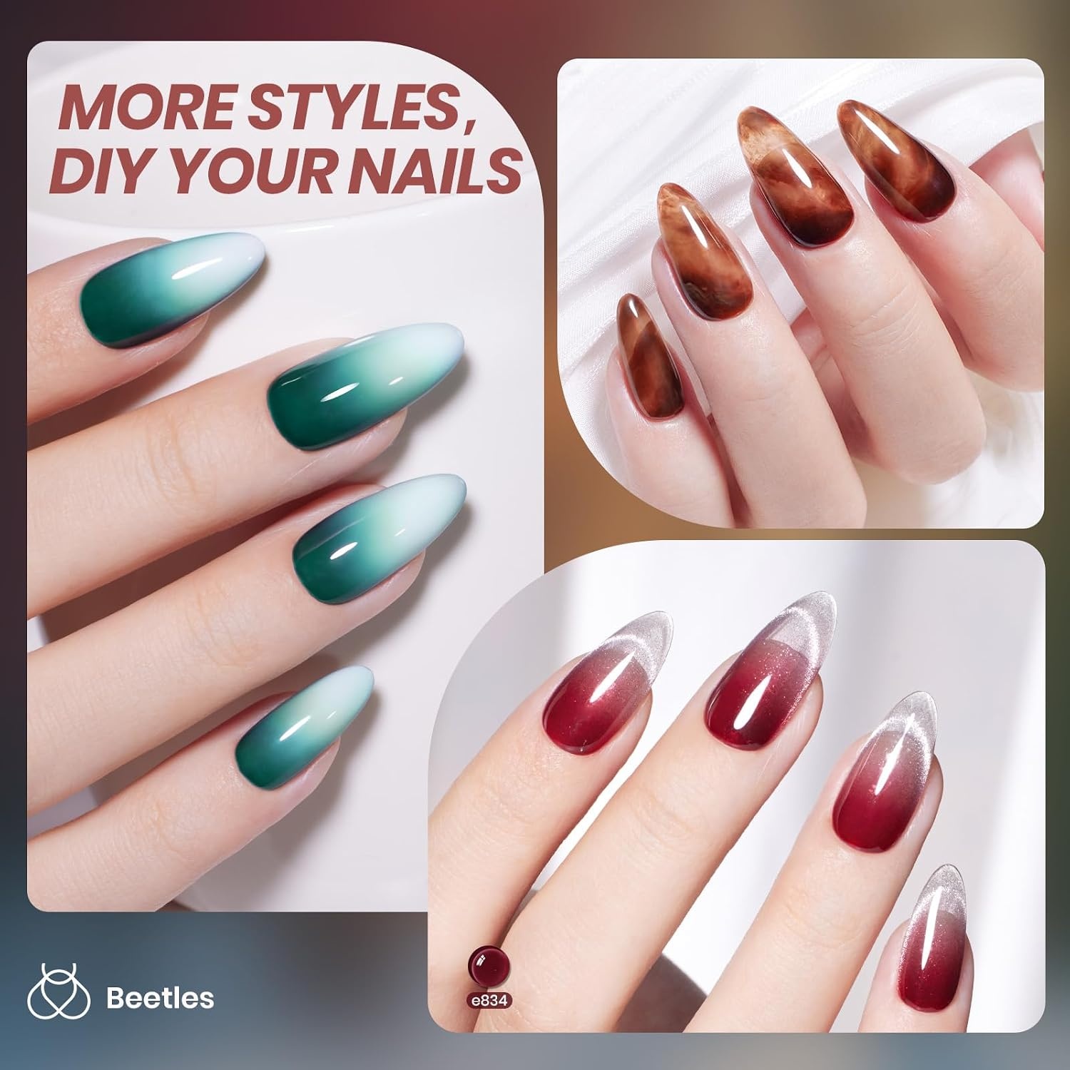 image:imageBeetles Fall Cat Eye Gel Nail Polish Set Gilded Leaves 6 Colors Amber Brown Gold Nude Magnetic Glitter Gel Polish Soak Off UV Nail Gel for DIY Manicure Nail Art Salon Use Gift for Women000Midnight Syrup