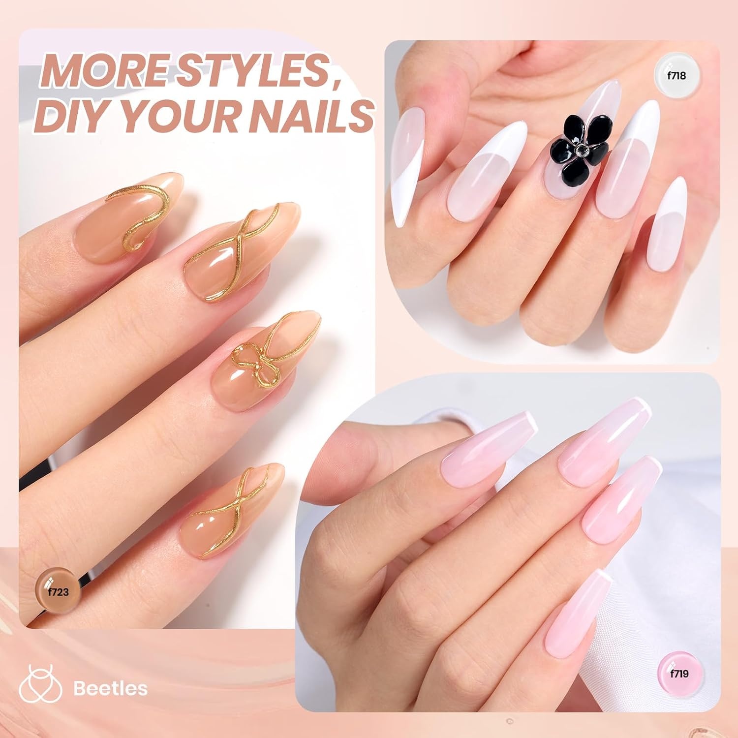 image:imageBeetles Fall Cat Eye Gel Nail Polish Set Gilded Leaves 6 Colors Amber Brown Gold Nude Magnetic Glitter Gel Polish Soak Off UV Nail Gel for DIY Manicure Nail Art Salon Use Gift for Women000Sheer Elegance