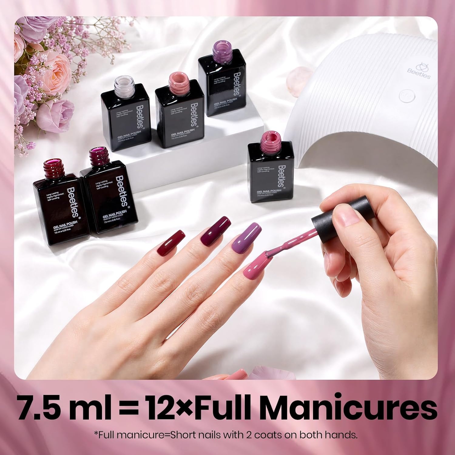 image:imageBeetles Fall Cat Eye Gel Nail Polish Set Gilded Leaves 6 Colors Amber Brown Gold Nude Magnetic Glitter Gel Polish Soak Off UV Nail Gel for DIY Manicure Nail Art Salon Use Gift for Women000Rose Petals