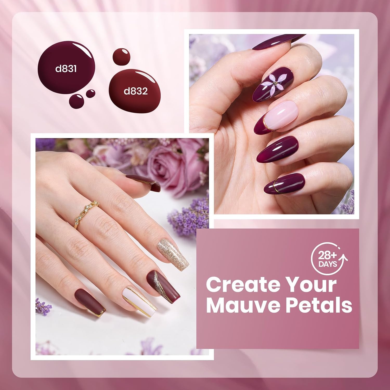 image:imageBeetles Fall Cat Eye Gel Nail Polish Set Gilded Leaves 6 Colors Amber Brown Gold Nude Magnetic Glitter Gel Polish Soak Off UV Nail Gel for DIY Manicure Nail Art Salon Use Gift for Women000Rose Petals