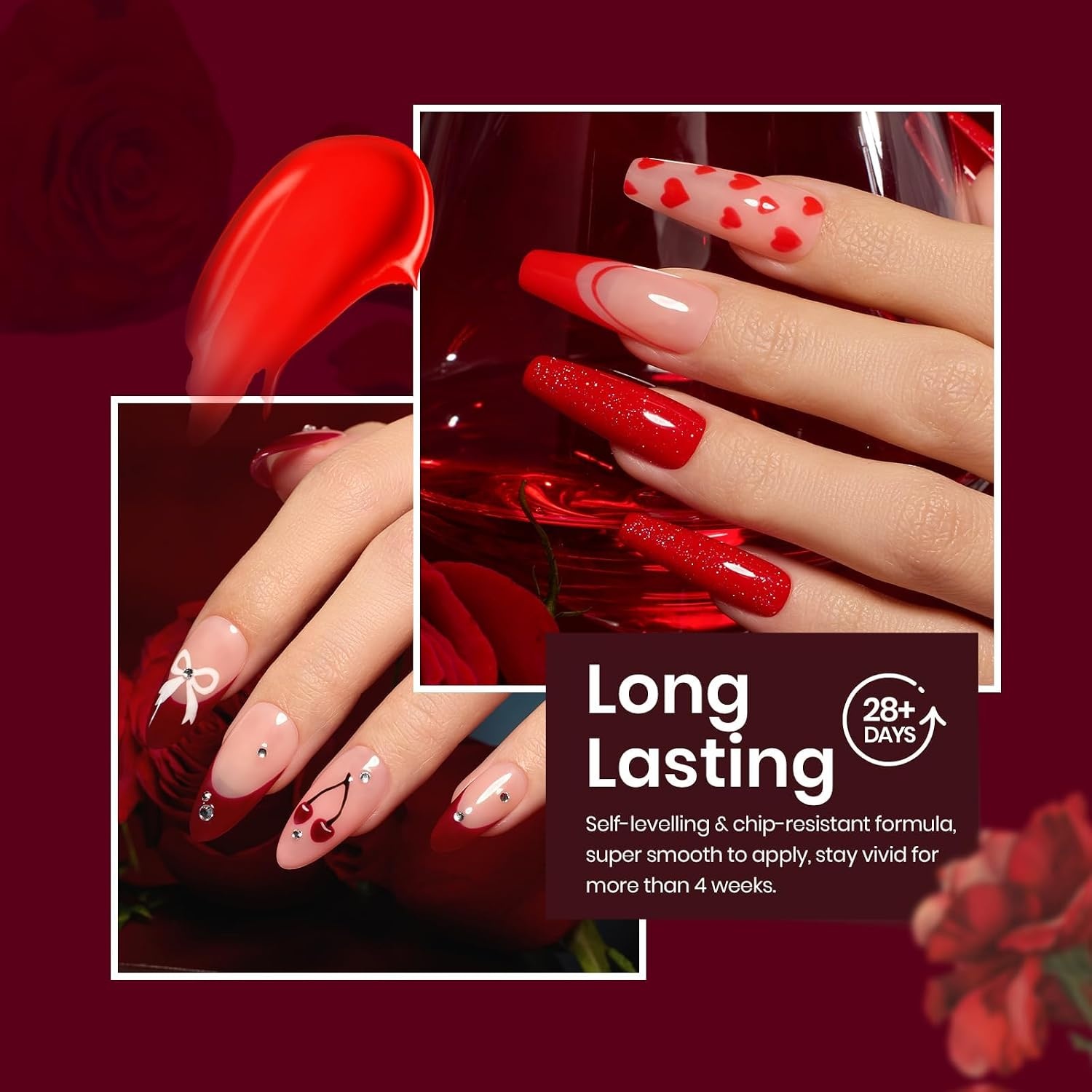 image:imageBeetles Fall Cat Eye Gel Nail Polish Set Gilded Leaves 6 Colors Amber Brown Gold Nude Magnetic Glitter Gel Polish Soak Off UV Nail Gel for DIY Manicure Nail Art Salon Use Gift for Women00Burgundy Red Shimmer