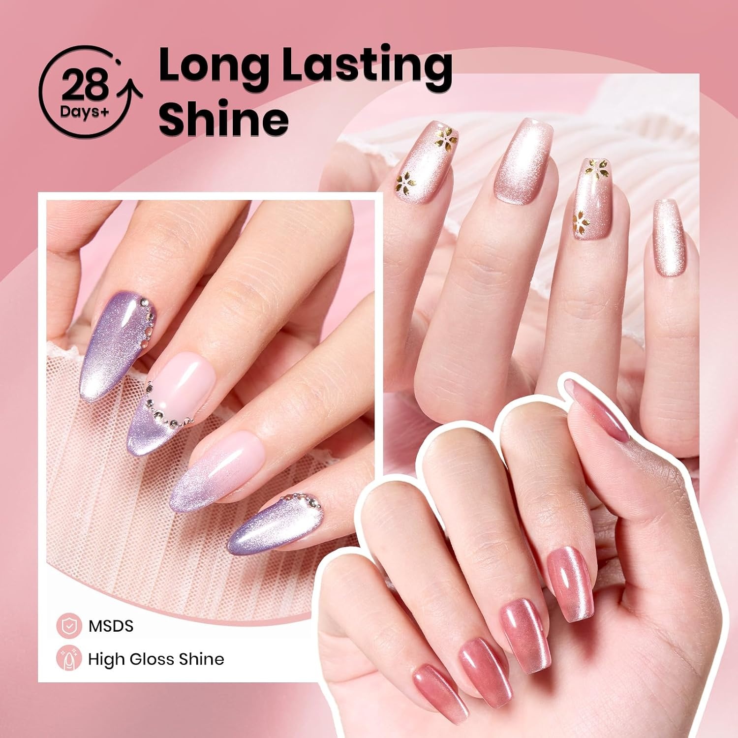 image:imageBeetles Fall Cat Eye Gel Nail Polish Set Gilded Leaves 6 Colors Amber Brown Gold Nude Magnetic Glitter Gel Polish Soak Off UV Nail Gel for DIY Manicure Nail Art Salon Use Gift for Women000Soft Beam