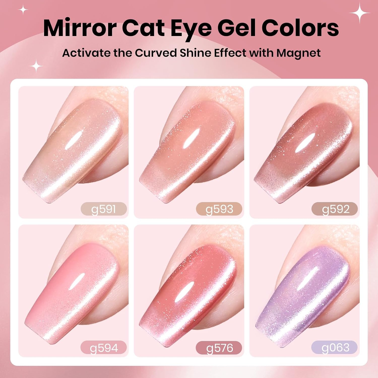image:imageBeetles Fall Cat Eye Gel Nail Polish Set Gilded Leaves 6 Colors Amber Brown Gold Nude Magnetic Glitter Gel Polish Soak Off UV Nail Gel for DIY Manicure Nail Art Salon Use Gift for Women000Soft Beam