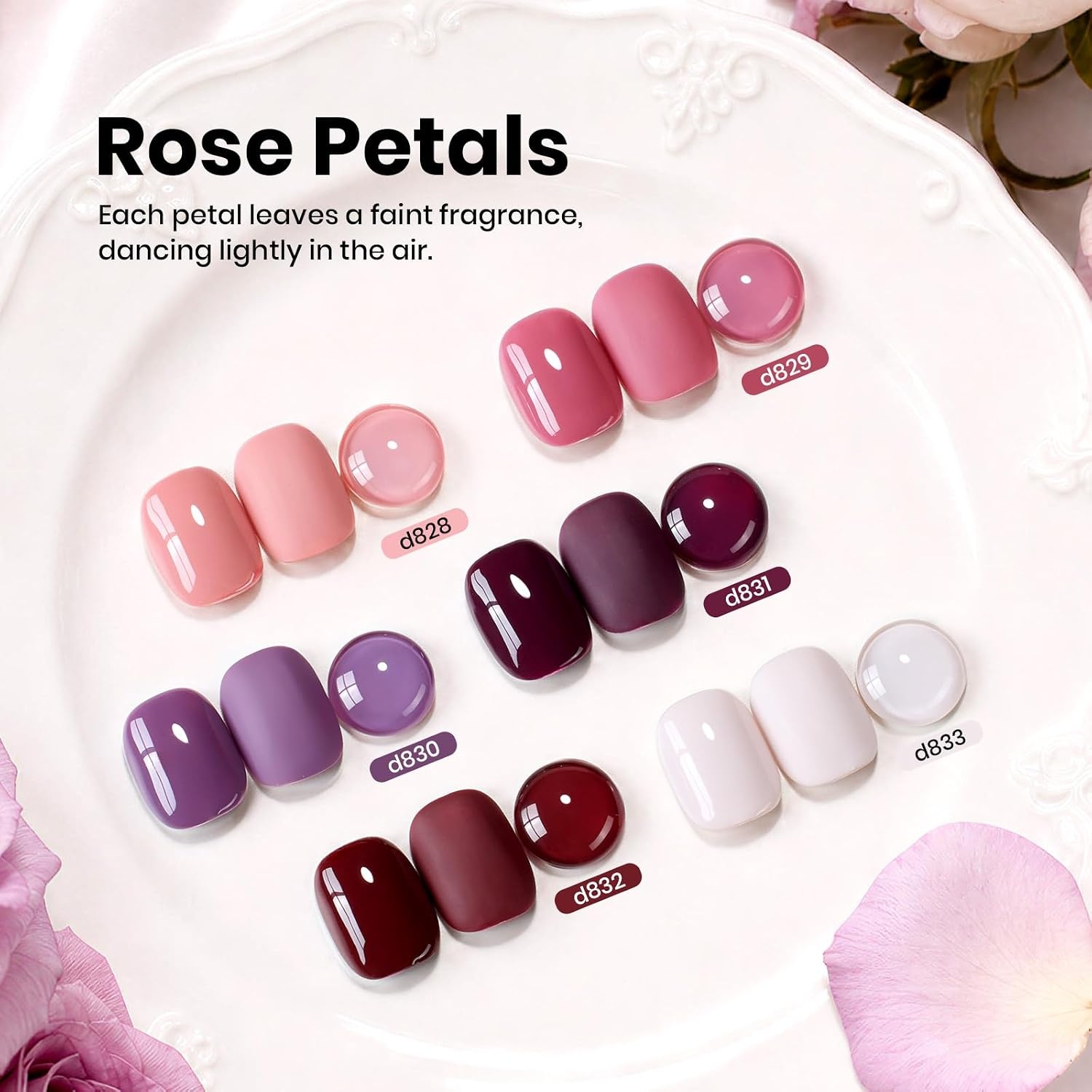 image:imageBeetles Fall Cat Eye Gel Nail Polish Set Gilded Leaves 6 Colors Amber Brown Gold Nude Magnetic Glitter Gel Polish Soak Off UV Nail Gel for DIY Manicure Nail Art Salon Use Gift for Women000Rose Petals