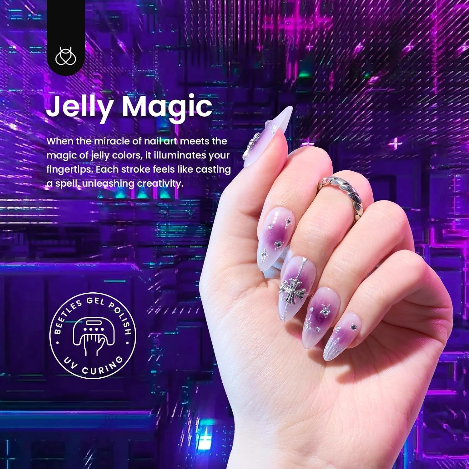 image:imageBeetles Fall Cat Eye Gel Nail Polish Set Gilded Leaves 6 Colors Amber Brown Gold Nude Magnetic Glitter Gel Polish Soak Off UV Nail Gel for DIY Manicure Nail Art Salon Use Gift for Women00Jelly Magic