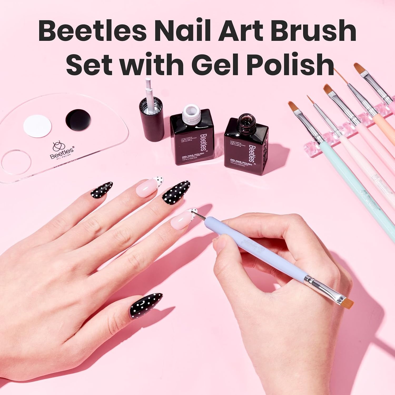 image:imageBeetles Fall Cat Eye Gel Nail Polish Set Gilded Leaves 6 Colors Amber Brown Gold Nude Magnetic Glitter Gel Polish Soak Off UV Nail Gel for DIY Manicure Nail Art Salon Use Gift for Women7WhiteBlack Gel Polish with Nail Art Brushes Set