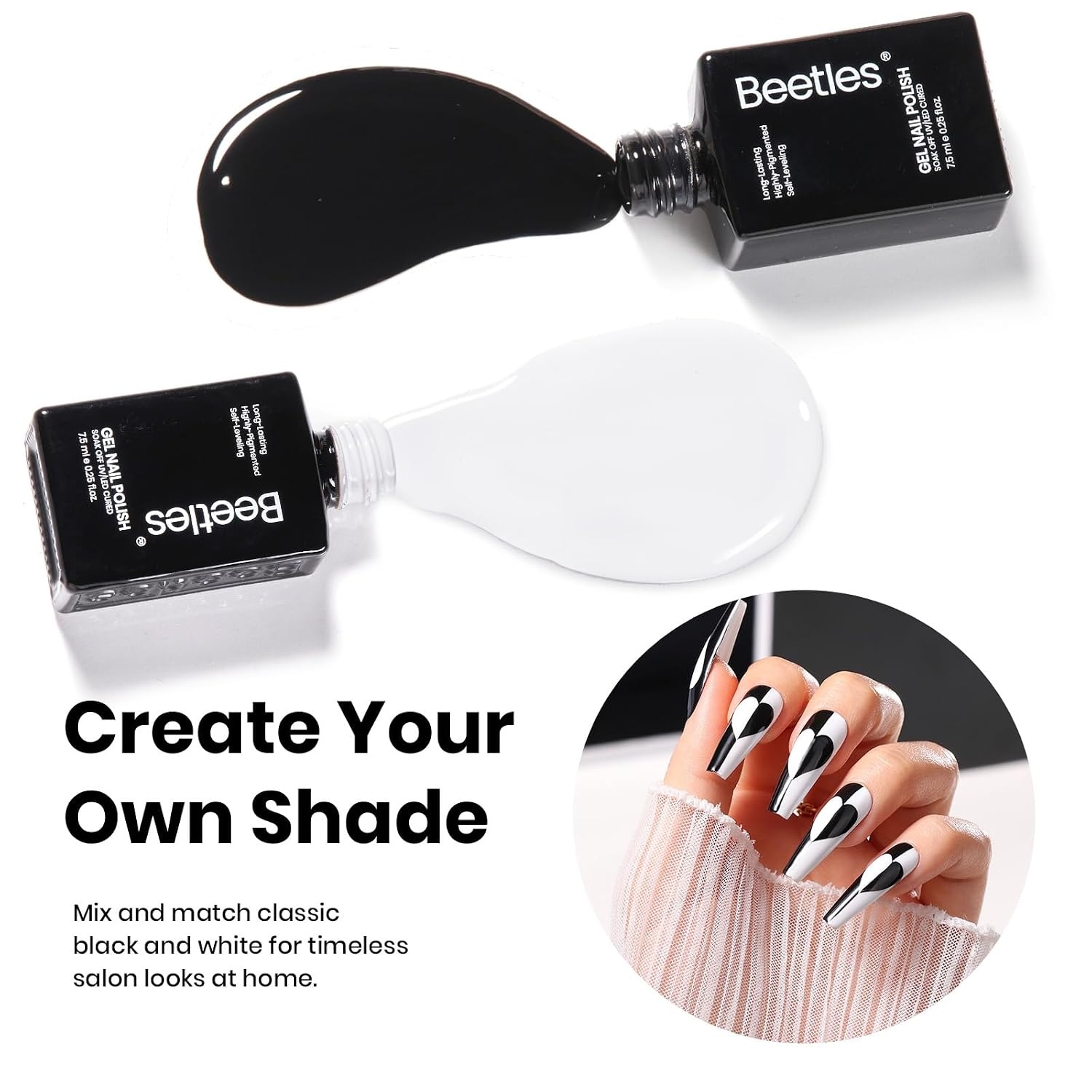 image:imageBeetles Fall Cat Eye Gel Nail Polish Set Gilded Leaves 6 Colors Amber Brown Gold Nude Magnetic Glitter Gel Polish Soak Off UV Nail Gel for DIY Manicure Nail Art Salon Use Gift for Women7WhiteBlack Gel Polish with Nail Art Brushes Set