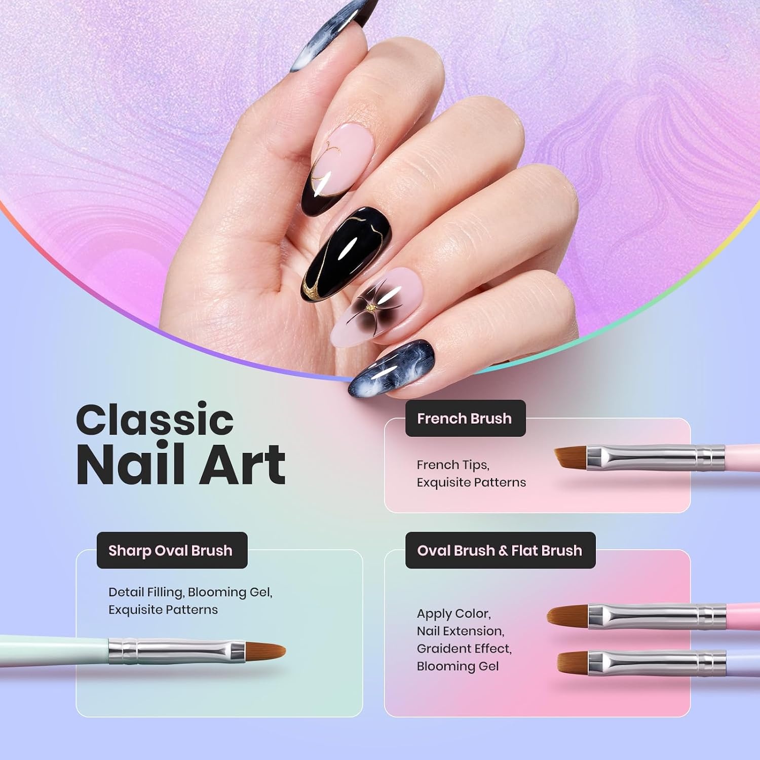 image:imageBeetles Fall Cat Eye Gel Nail Polish Set Gilded Leaves 6 Colors Amber Brown Gold Nude Magnetic Glitter Gel Polish Soak Off UV Nail Gel for DIY Manicure Nail Art Salon Use Gift for Women7WhiteBlack Gel Polish with Nail Art Brushes Set