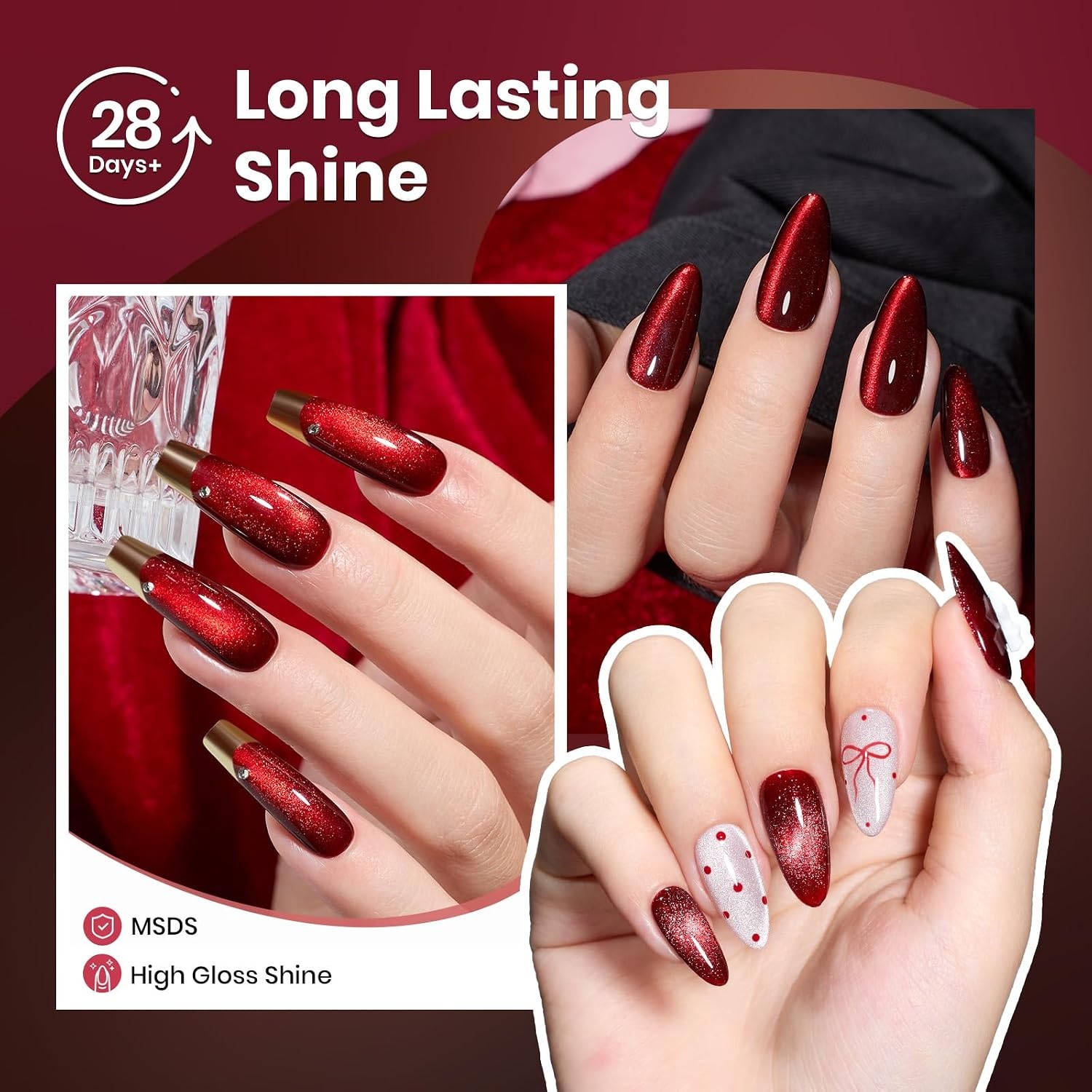 image:imageBeetles Fall Cat Eye Gel Nail Polish Set Gilded Leaves 6 Colors Amber Brown Gold Nude Magnetic Glitter Gel Polish Soak Off UV Nail Gel for DIY Manicure Nail Art Salon Use Gift for Women000Sultry Burgundy