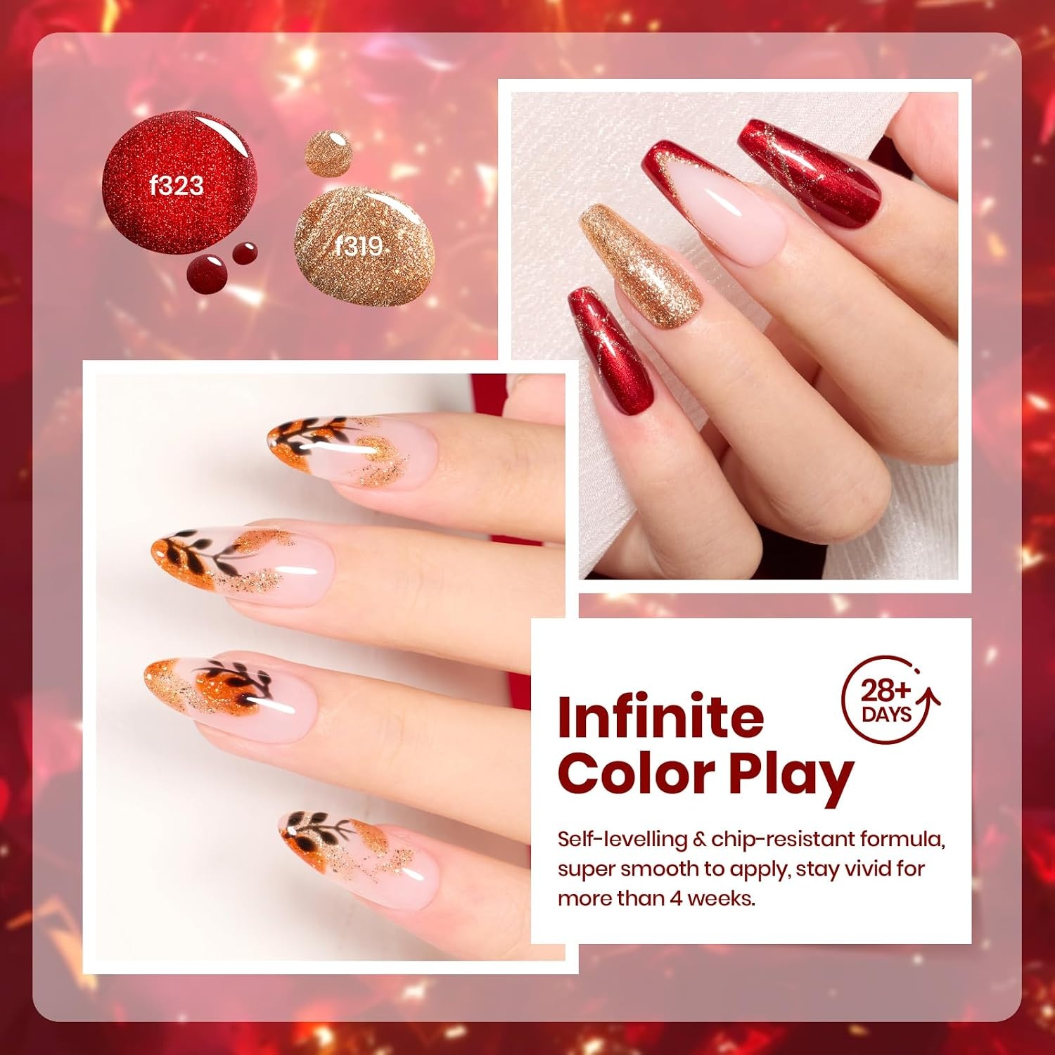 image:imageBeetles Fall Cat Eye Gel Nail Polish Set Gilded Leaves 6 Colors Amber Brown Gold Nude Magnetic Glitter Gel Polish Soak Off UV Nail Gel for DIY Manicure Nail Art Salon Use Gift for Women0Passion Rush