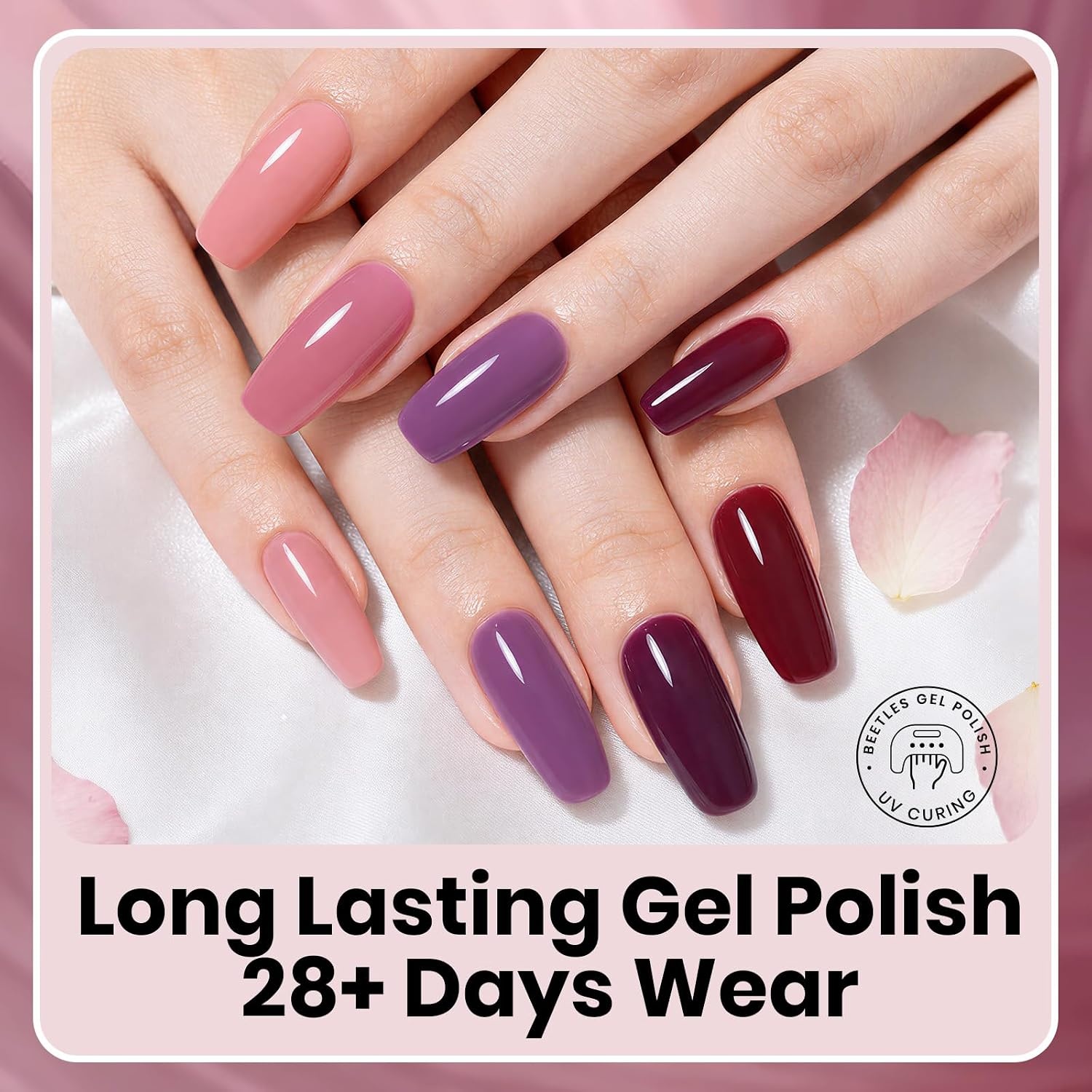image:imageBeetles Fall Cat Eye Gel Nail Polish Set Gilded Leaves 6 Colors Amber Brown Gold Nude Magnetic Glitter Gel Polish Soak Off UV Nail Gel for DIY Manicure Nail Art Salon Use Gift for Women000Rose Petals