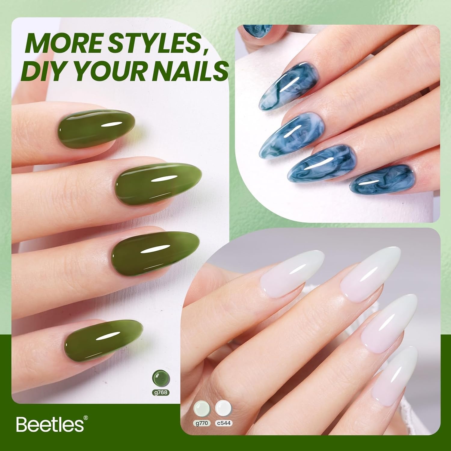 image:imageBeetles Fall Cat Eye Gel Nail Polish Set Gilded Leaves 6 Colors Amber Brown Gold Nude Magnetic Glitter Gel Polish Soak Off UV Nail Gel for DIY Manicure Nail Art Salon Use Gift for Women000Forest Veil