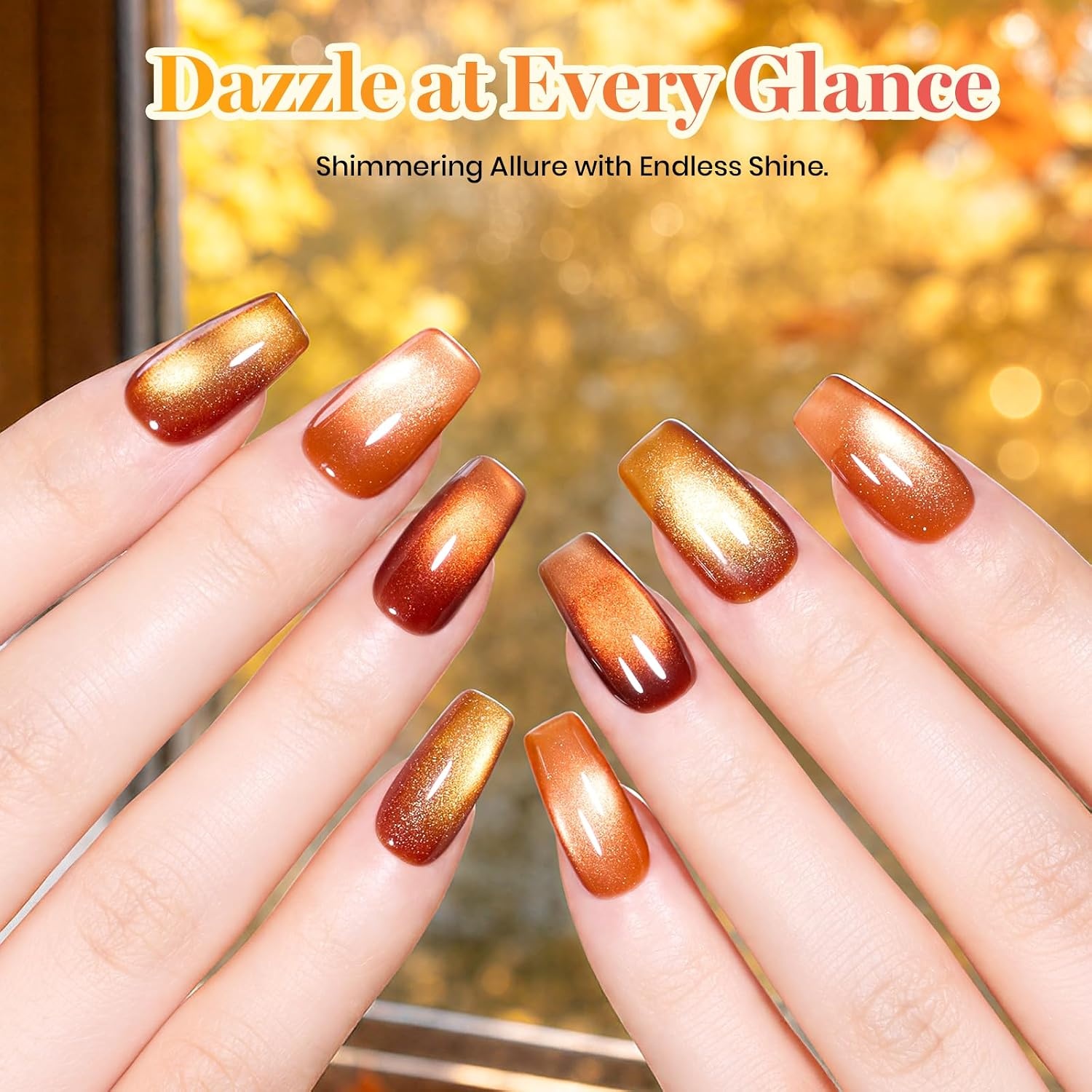 image:imageBeetles Fall Cat Eye Gel Nail Polish Set Gilded Leaves 6 Colors Amber Brown Gold Nude Magnetic Glitter Gel Polish Soak Off UV Nail Gel for DIY Manicure Nail Art Salon Use Gift for WomenA Glass Cat Eye Gilded Leaves