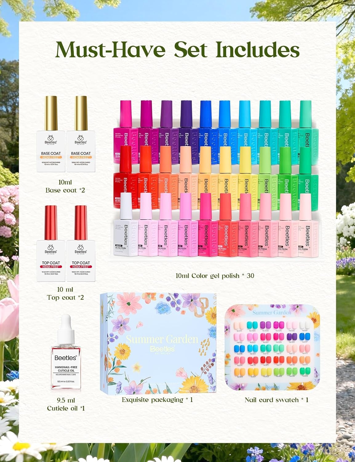 image:imageBeetles Fall Gel Polish Set  Amber Season with Color Card 6 Colors Yellow Brown Gel Nail Polish Set 15ML Full Size Same Color Same Bottle LongLasting Soak Off UV Lamp Fall Nails ArtSummer Garden
