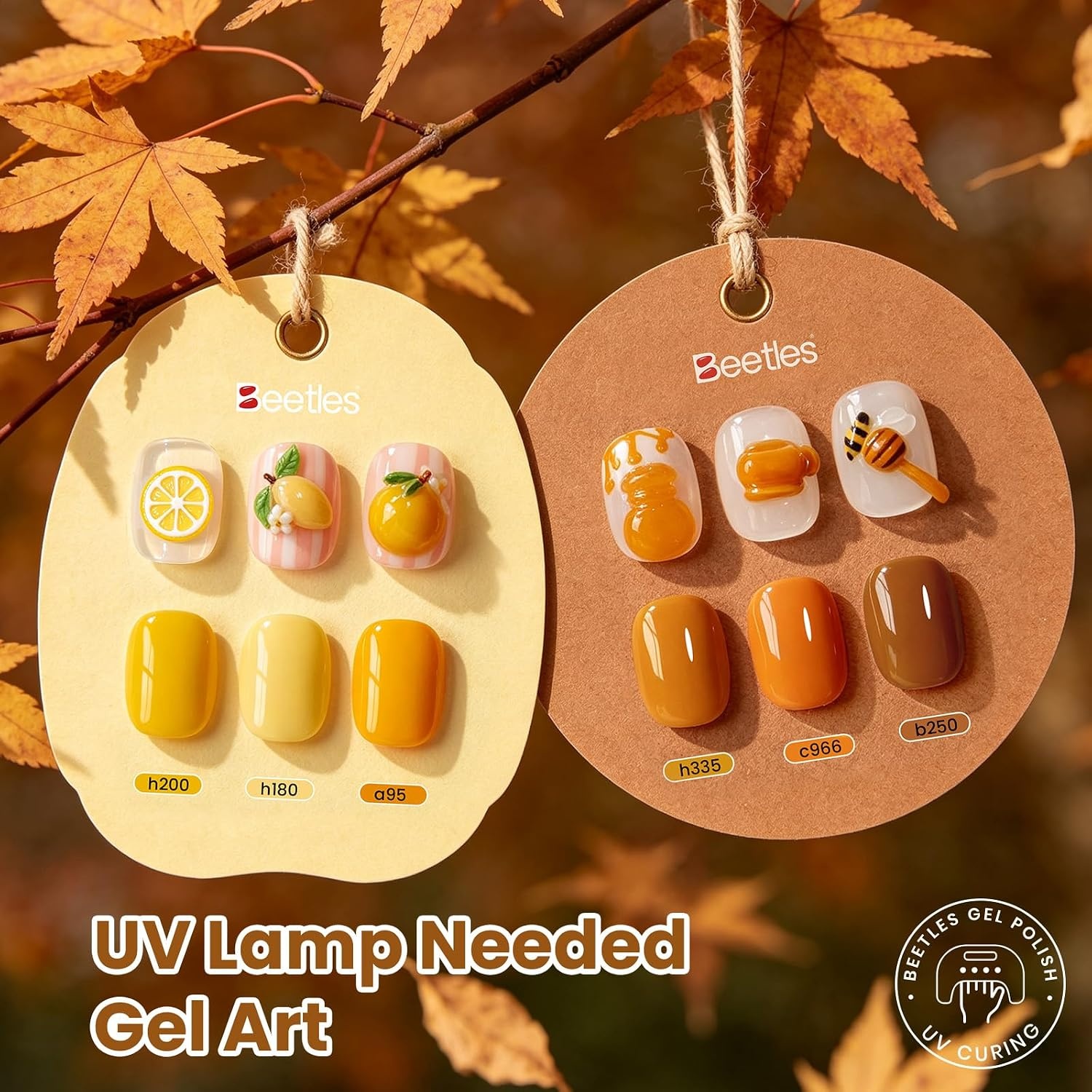 image:imageBeetles Fall Gel Polish Set Amber Season with Color Card 6 Colors Yellow Brown Gel Nail Polish Set 15ML Full Size Same Color Same Bottle LongLasting Soak Off UV Lamp Fall Nails ArtAmber Season