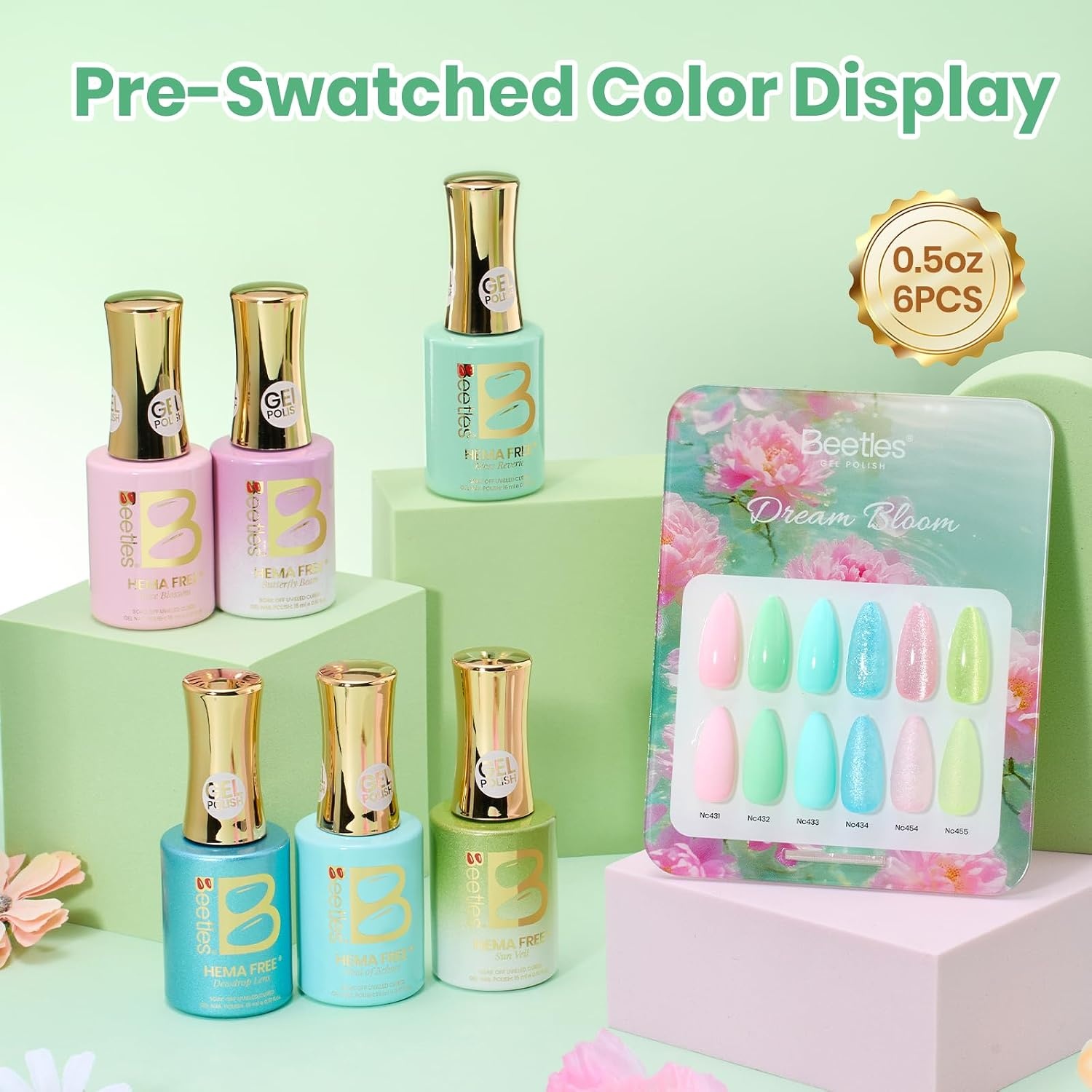 image:imageBeetles Fall Gel Polish Set  Amber Season with Color Card 6 Colors Yellow Brown Gel Nail Polish Set 15ML Full Size Same Color Same Bottle LongLasting Soak Off UV Lamp Fall Nails ArtDream Bloom