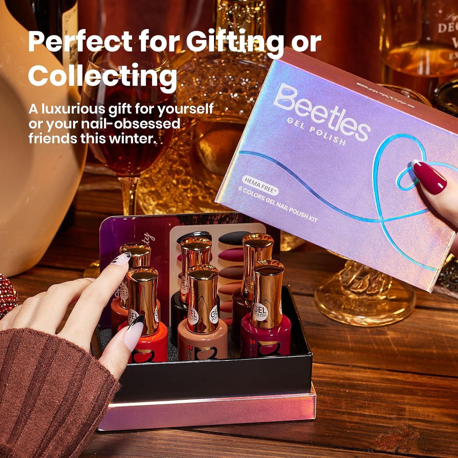 image:imageBeetles Fall Gel Polish Set Amber Season with Color Card 6 Colors Yellow Brown Gel Nail Polish Set 15ML Full Size Same Color Same Bottle LongLasting Soak Off UV Lamp Fall Nails Art000Midnight Serenity