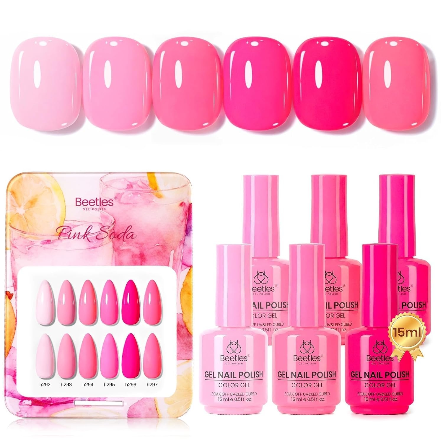 image:imageBeetles Fall Gel Polish Set  Amber Season with Color Card 6 Colors Yellow Brown Gel Nail Polish Set 15ML Full Size Same Color Same Bottle LongLasting Soak Off UV Lamp Fall Nails ArtSummer Heartbeat