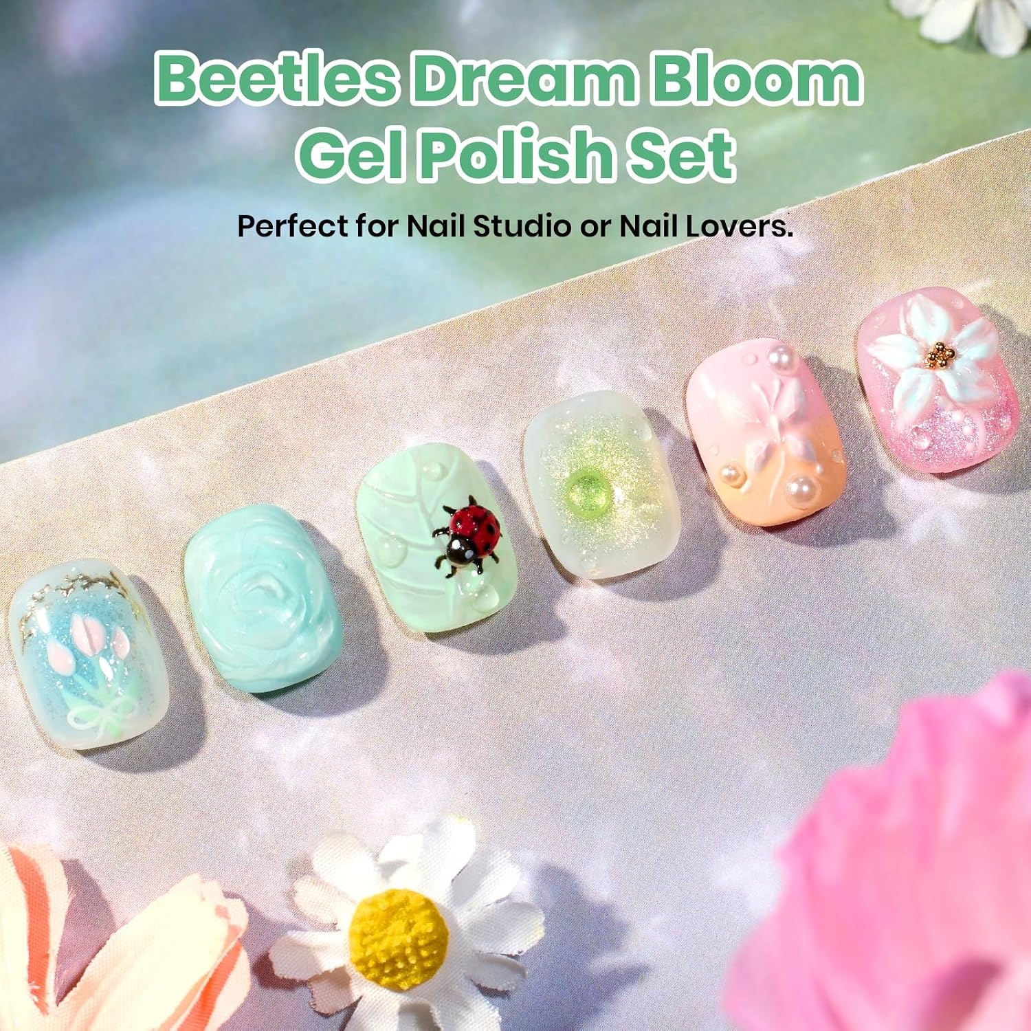 image:imageBeetles Fall Gel Polish Set  Amber Season with Color Card 6 Colors Yellow Brown Gel Nail Polish Set 15ML Full Size Same Color Same Bottle LongLasting Soak Off UV Lamp Fall Nails ArtDream Bloom