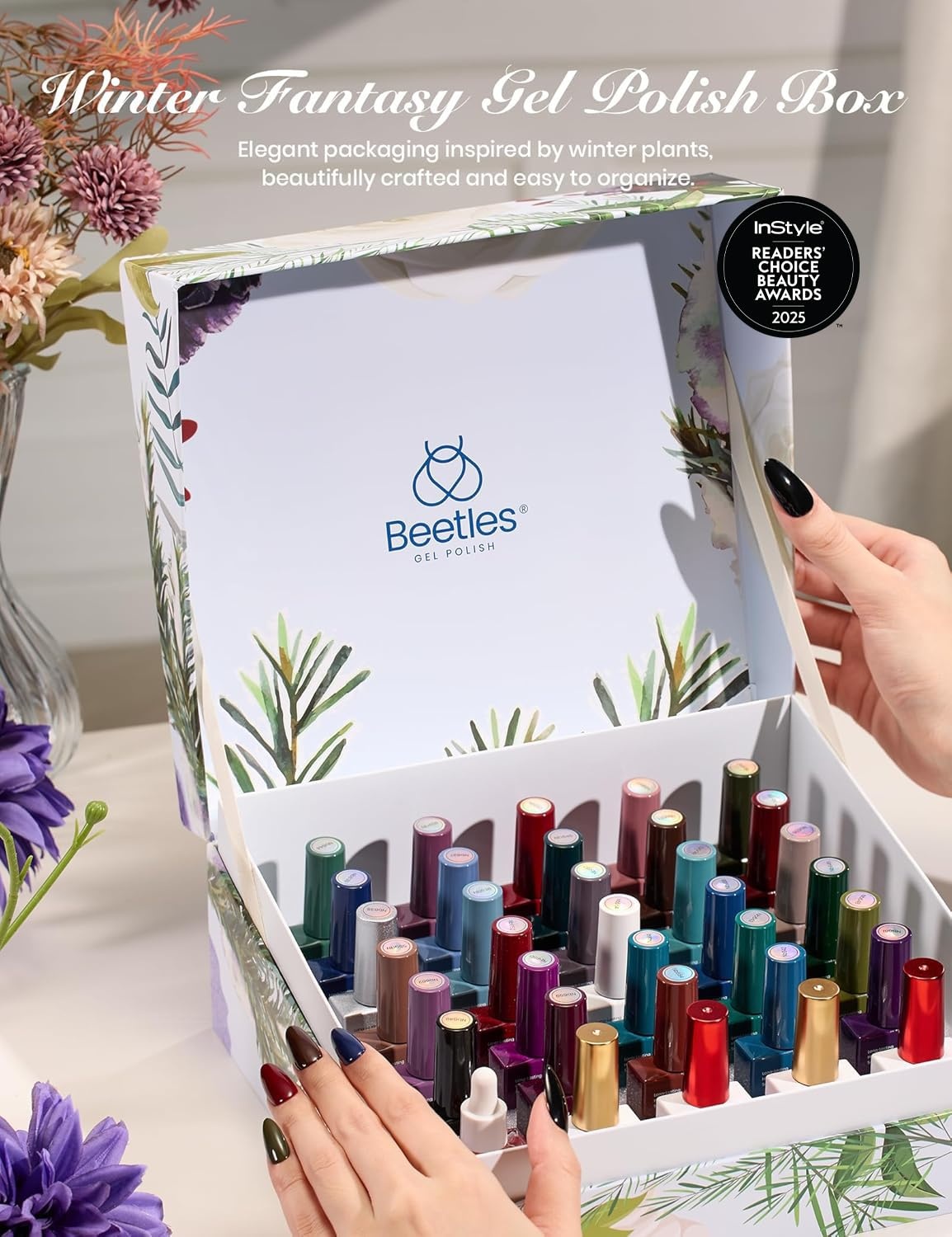 image:imageBeetles Fall Gel Polish Set  Amber Season with Color Card 6 Colors Yellow Brown Gel Nail Polish Set 15ML Full Size Same Color Same Bottle LongLasting Soak Off UV Lamp Fall Nails Art000Winter Fantasy