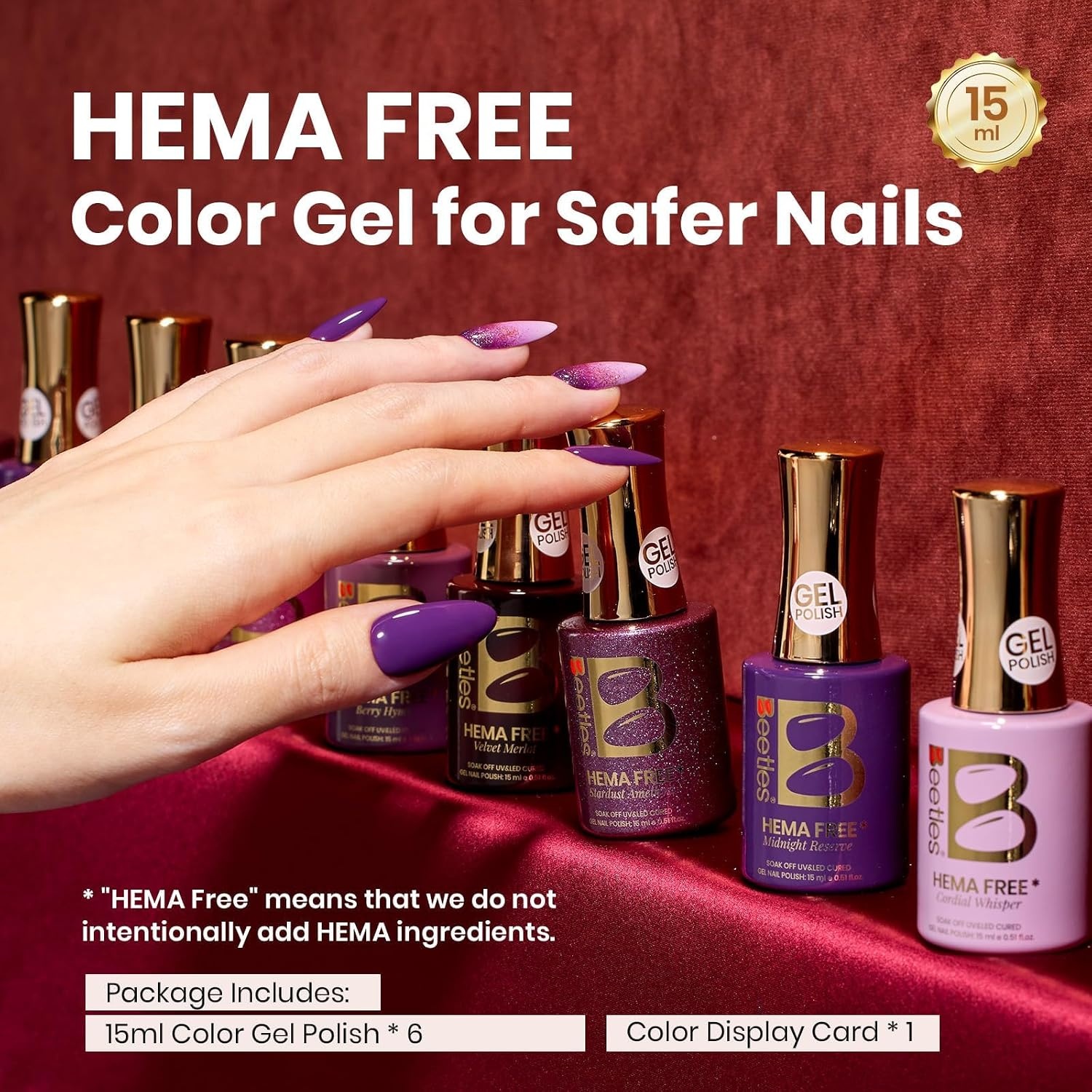 image:imageBeetles Fall Gel Polish Set Amber Season with Color Card 6 Colors Yellow Brown Gel Nail Polish Set 15ML Full Size Same Color Same Bottle LongLasting Soak Off UV Lamp Fall Nails ArtCassis Night