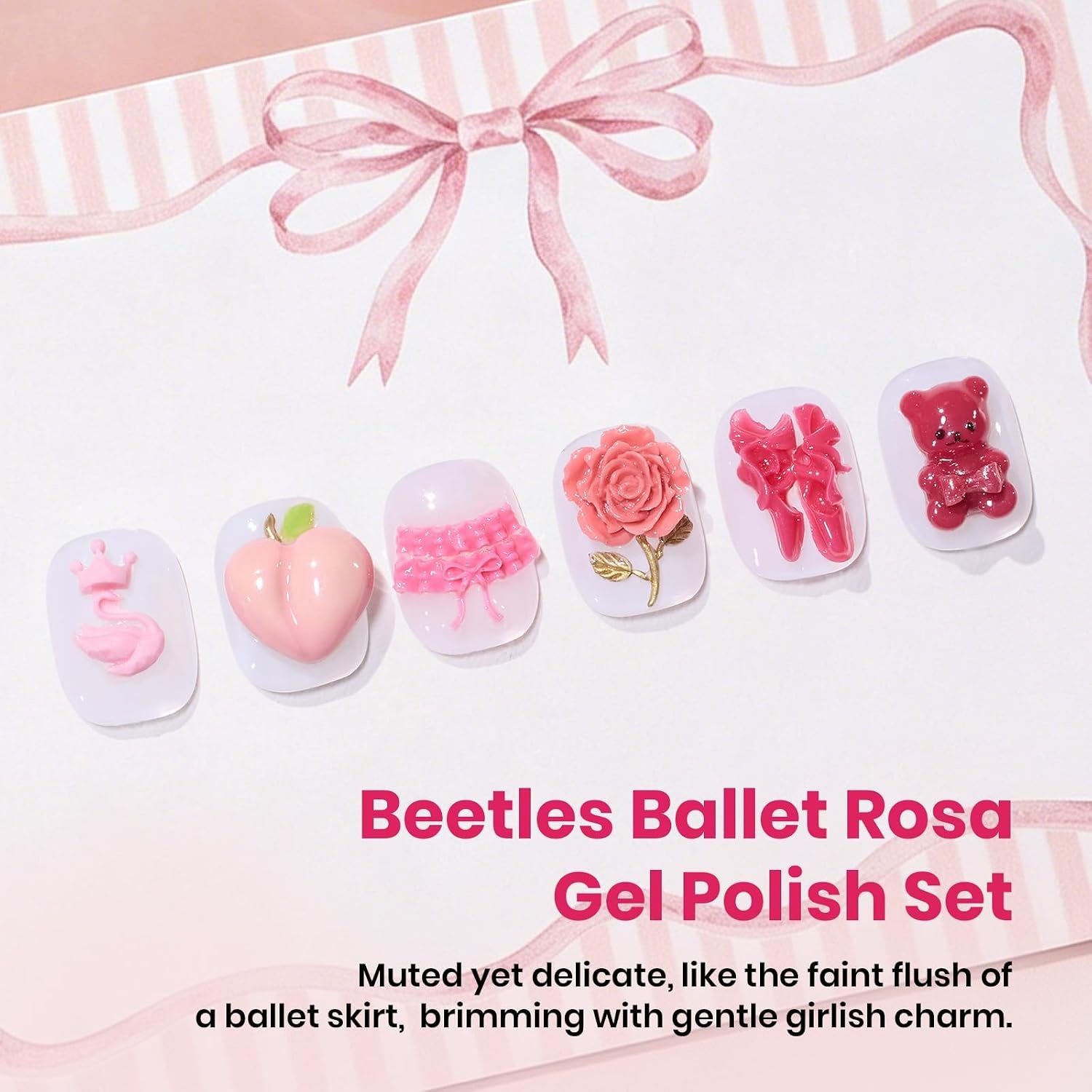 image:imageBeetles Fall Gel Polish Set  Amber Season with Color Card 6 Colors Yellow Brown Gel Nail Polish Set 15ML Full Size Same Color Same Bottle LongLasting Soak Off UV Lamp Fall Nails ArtBallet Rosa