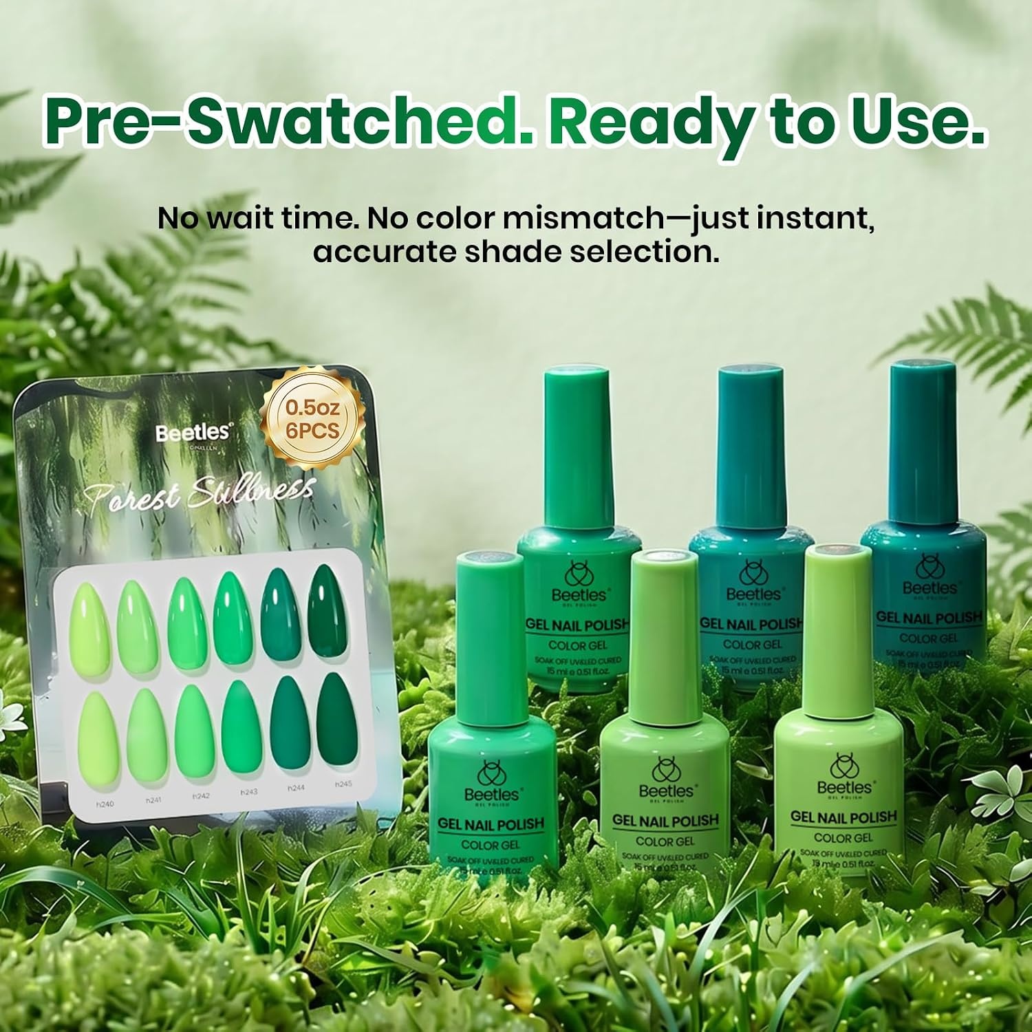 image:imageBeetles Fall Gel Polish Set  Amber Season with Color Card 6 Colors Yellow Brown Gel Nail Polish Set 15ML Full Size Same Color Same Bottle LongLasting Soak Off UV Lamp Fall Nails ArtForest Stillness