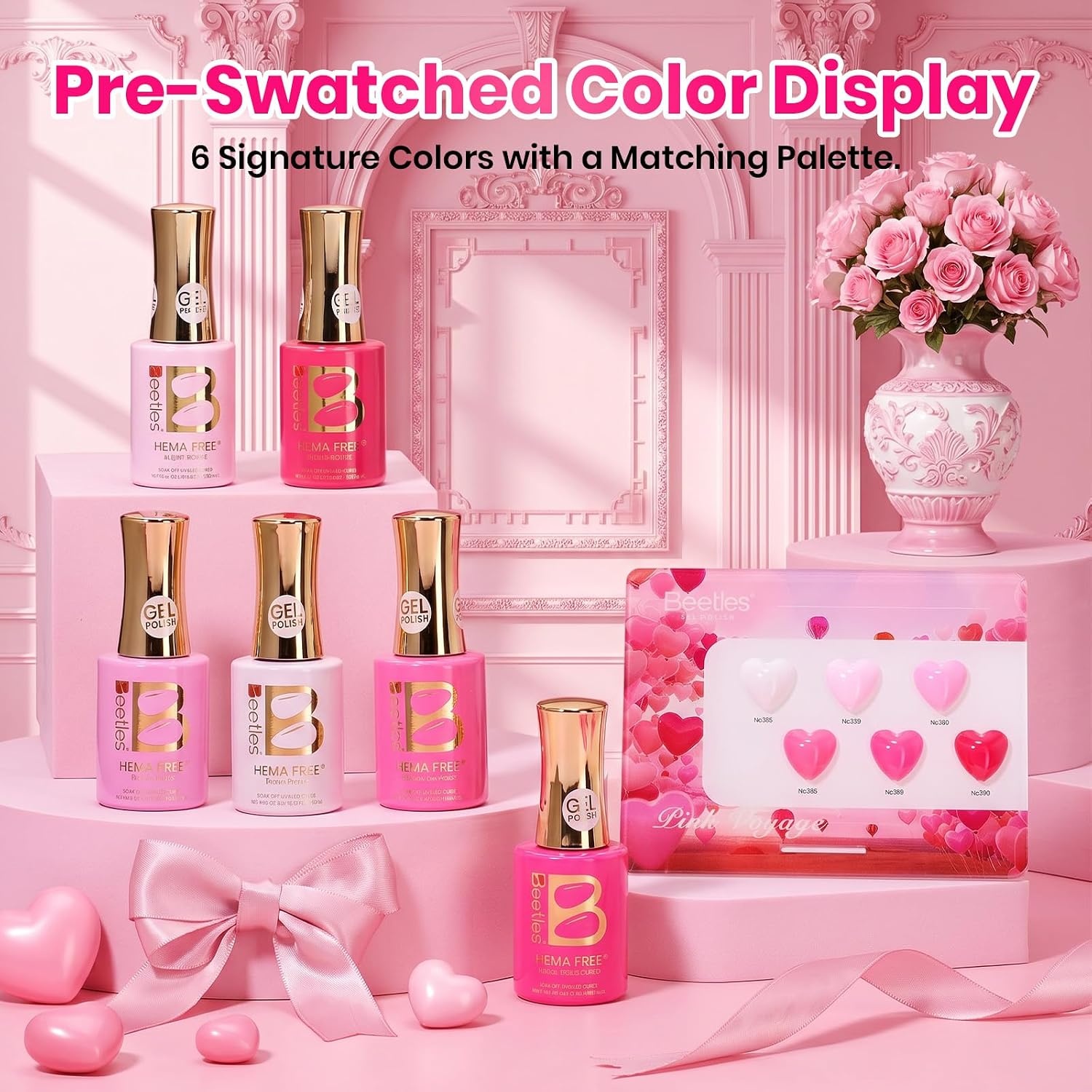 image:imageBeetles Fall Gel Polish Set Amber Season with Color Card 6 Colors Yellow Brown Gel Nail Polish Set 15ML Full Size Same Color Same Bottle LongLasting Soak Off UV Lamp Fall Nails Art0Pink Escape