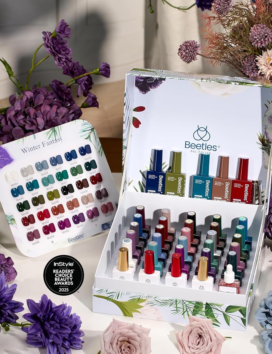 image:imageBeetles Fall Gel Polish Set  Amber Season with Color Card 6 Colors Yellow Brown Gel Nail Polish Set 15ML Full Size Same Color Same Bottle LongLasting Soak Off UV Lamp Fall Nails Art000Winter Fantasy