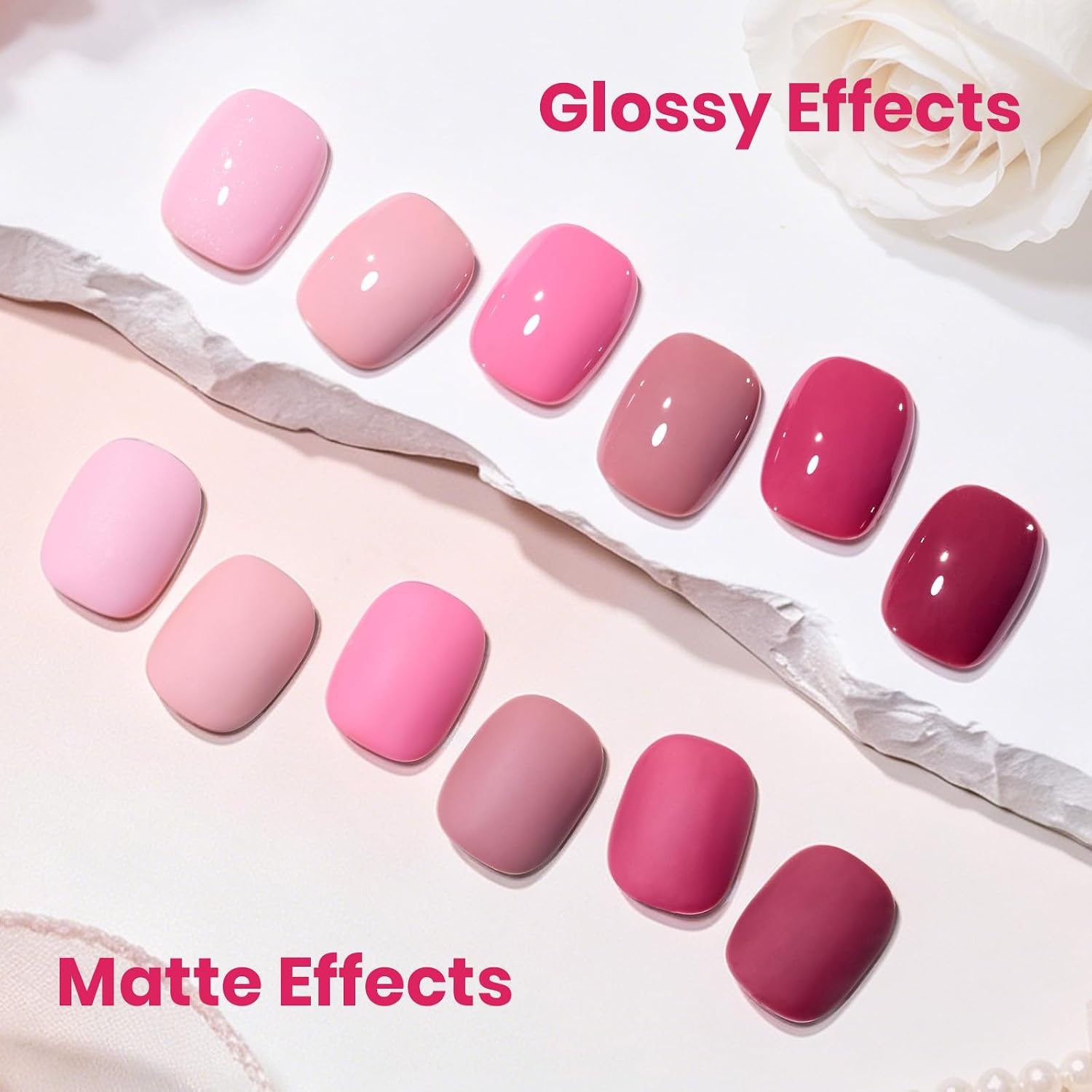 image:imageBeetles Fall Gel Polish Set  Amber Season with Color Card 6 Colors Yellow Brown Gel Nail Polish Set 15ML Full Size Same Color Same Bottle LongLasting Soak Off UV Lamp Fall Nails ArtBallet Rosa