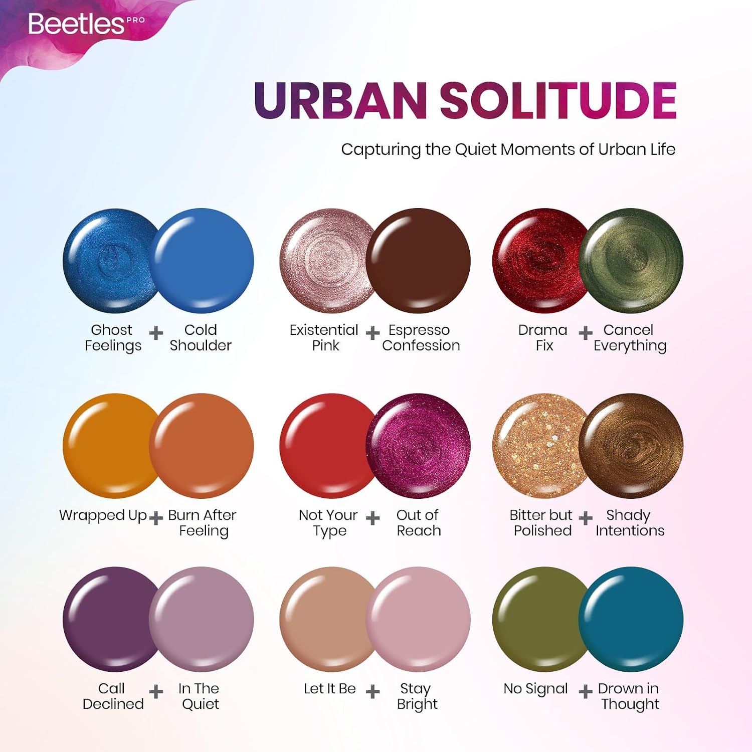 image:imageBeetles Fall Gel Polish Set  Amber Season with Color Card 6 Colors Yellow Brown Gel Nail Polish Set 15ML Full Size Same Color Same Bottle LongLasting Soak Off UV Lamp Fall Nails ArtUrban Solitude
