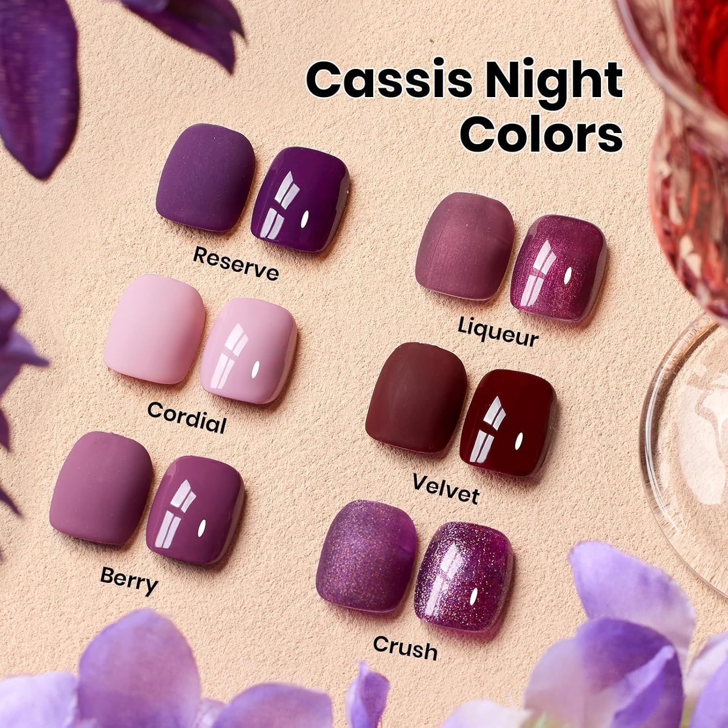image:imageBeetles Fall Gel Polish Set Amber Season with Color Card 6 Colors Yellow Brown Gel Nail Polish Set 15ML Full Size Same Color Same Bottle LongLasting Soak Off UV Lamp Fall Nails ArtCassis Night