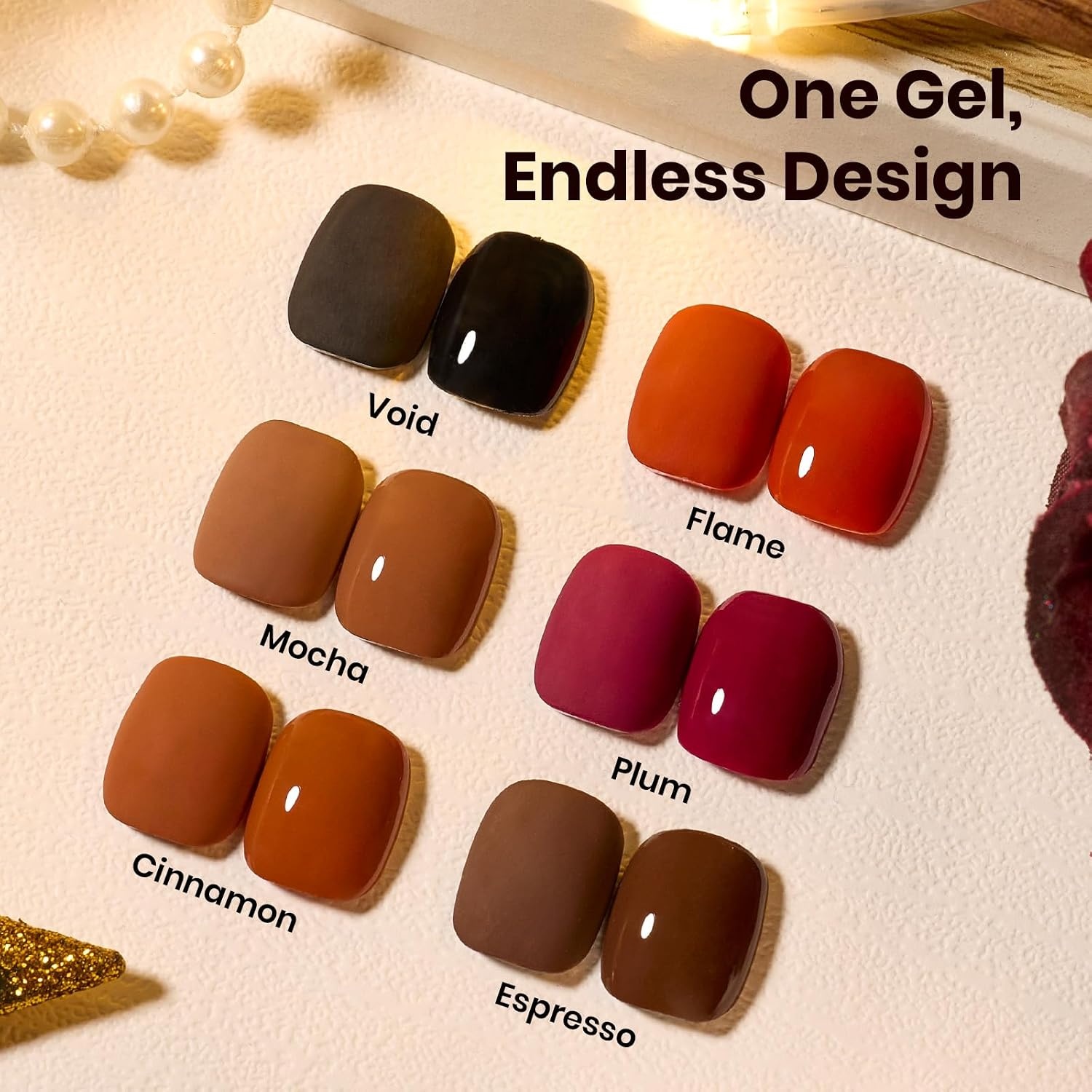 image:imageBeetles Fall Gel Polish Set Amber Season with Color Card 6 Colors Yellow Brown Gel Nail Polish Set 15ML Full Size Same Color Same Bottle LongLasting Soak Off UV Lamp Fall Nails Art000Midnight Serenity