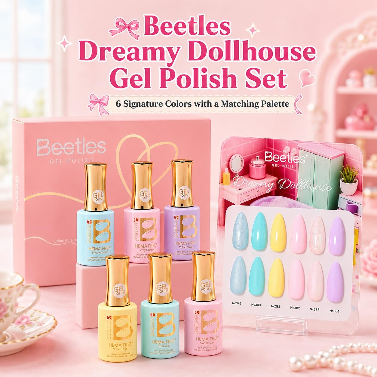 image:imageBeetles Fall Gel Polish Set Amber Season with Color Card 6 Colors Yellow Brown Gel Nail Polish Set 15ML Full Size Same Color Same Bottle LongLasting Soak Off UV Lamp Fall Nails ArtDreamy Dollhouse