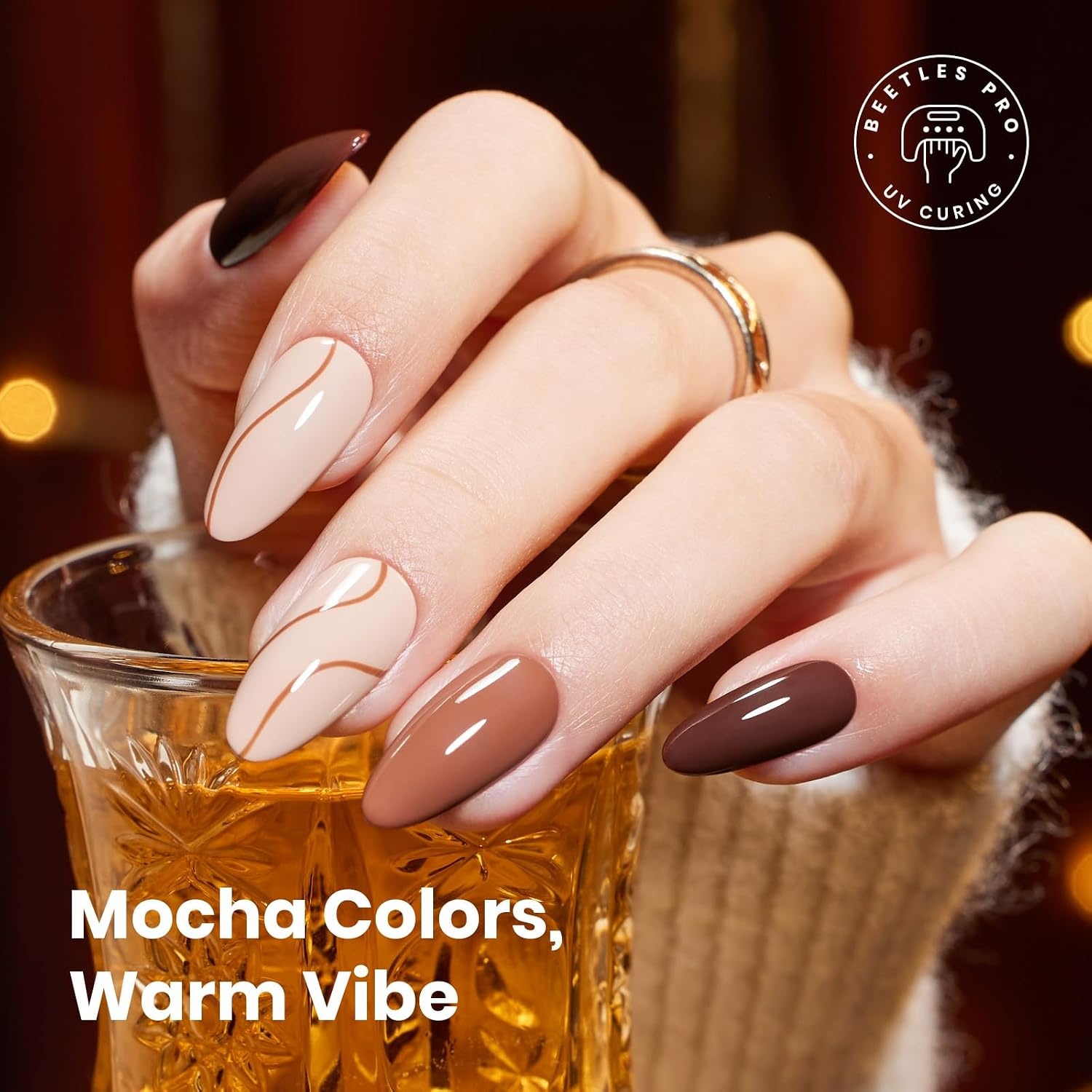 image:imageBeetles Fall Gel Polish Set Amber Season with Color Card 6 Colors Yellow Brown Gel Nail Polish Set 15ML Full Size Same Color Same Bottle LongLasting Soak Off UV Lamp Fall Nails Art000Midnight Serenity