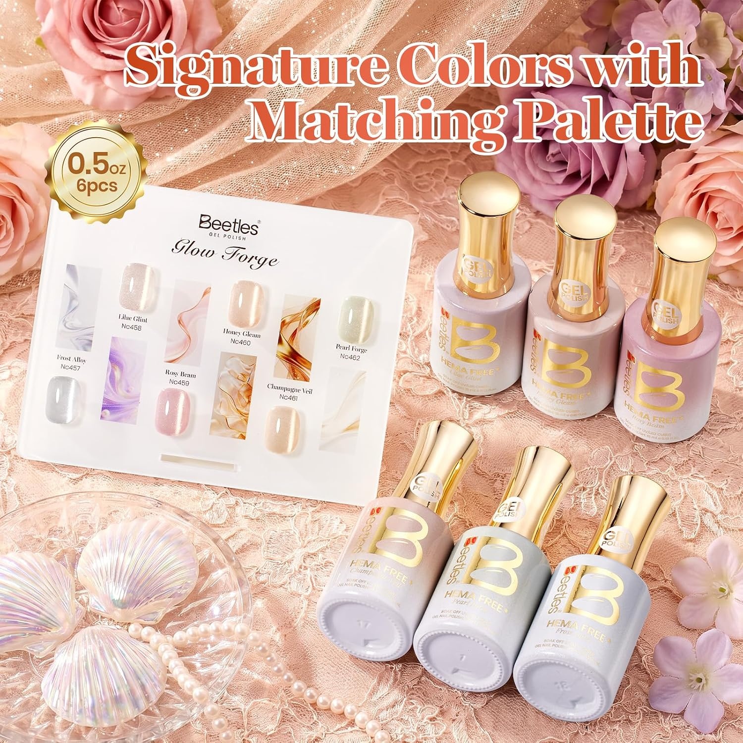 image:imageBeetles Fall Gel Polish Set Amber Season with Color Card 6 Colors Yellow Brown Gel Nail Polish Set 15ML Full Size Same Color Same Bottle LongLasting Soak Off UV Lamp Fall Nails ArtGlow Forge
