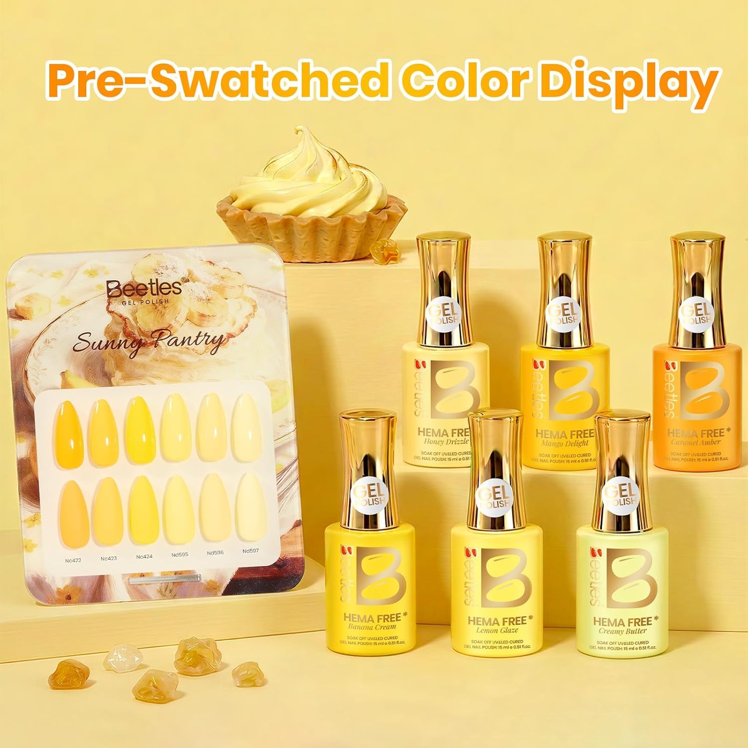 image:imageBeetles Fall Gel Polish Set Amber Season with Color Card 6 Colors Yellow Brown Gel Nail Polish Set 15ML Full Size Same Color Same Bottle LongLasting Soak Off UV Lamp Fall Nails Art0Sunny Pantry